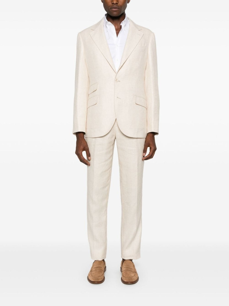 Brunello Cucinelli single-breasted linen-blend suit outlook
