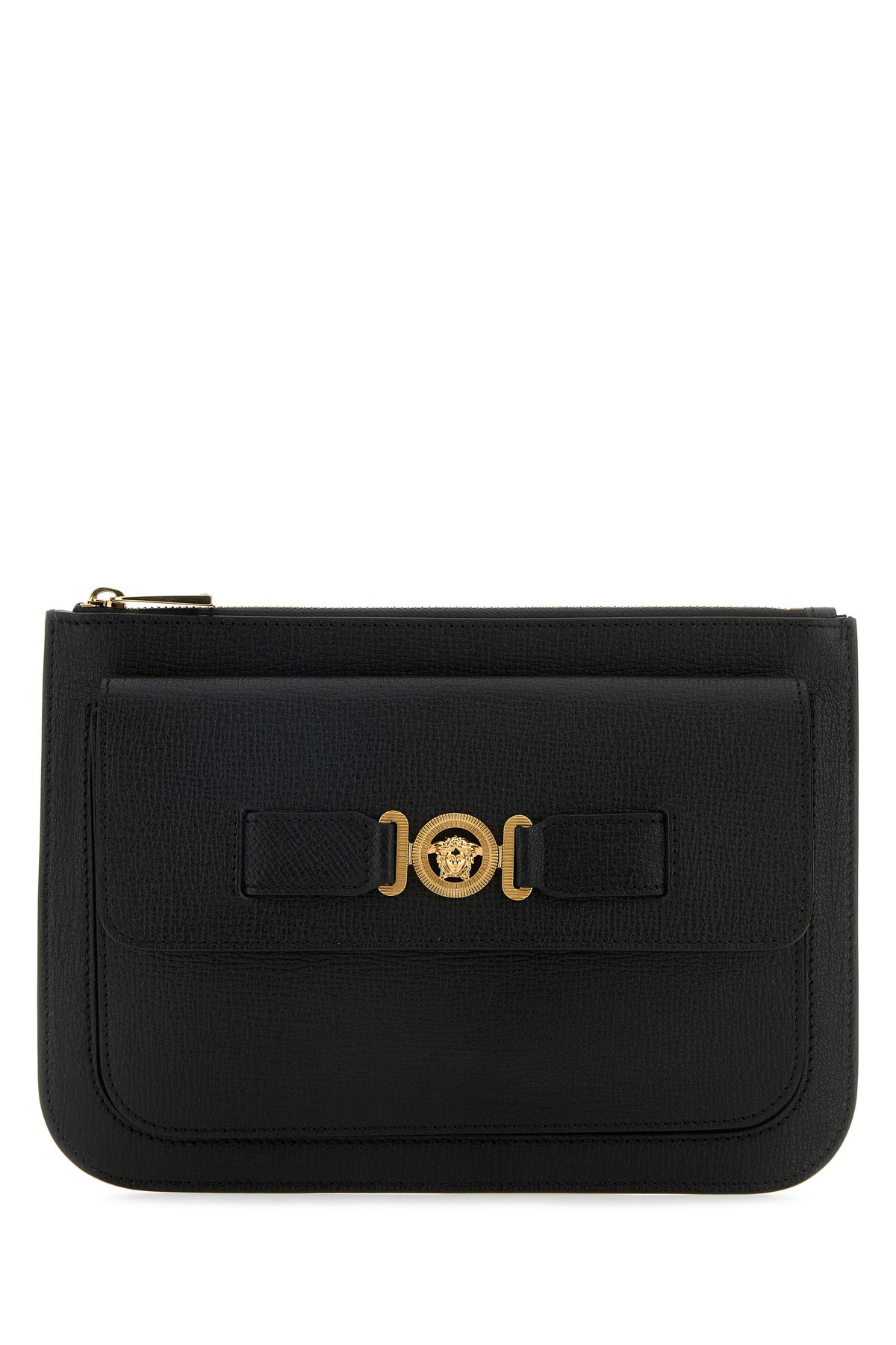 Black leather Medusa Biggie clutch - 1