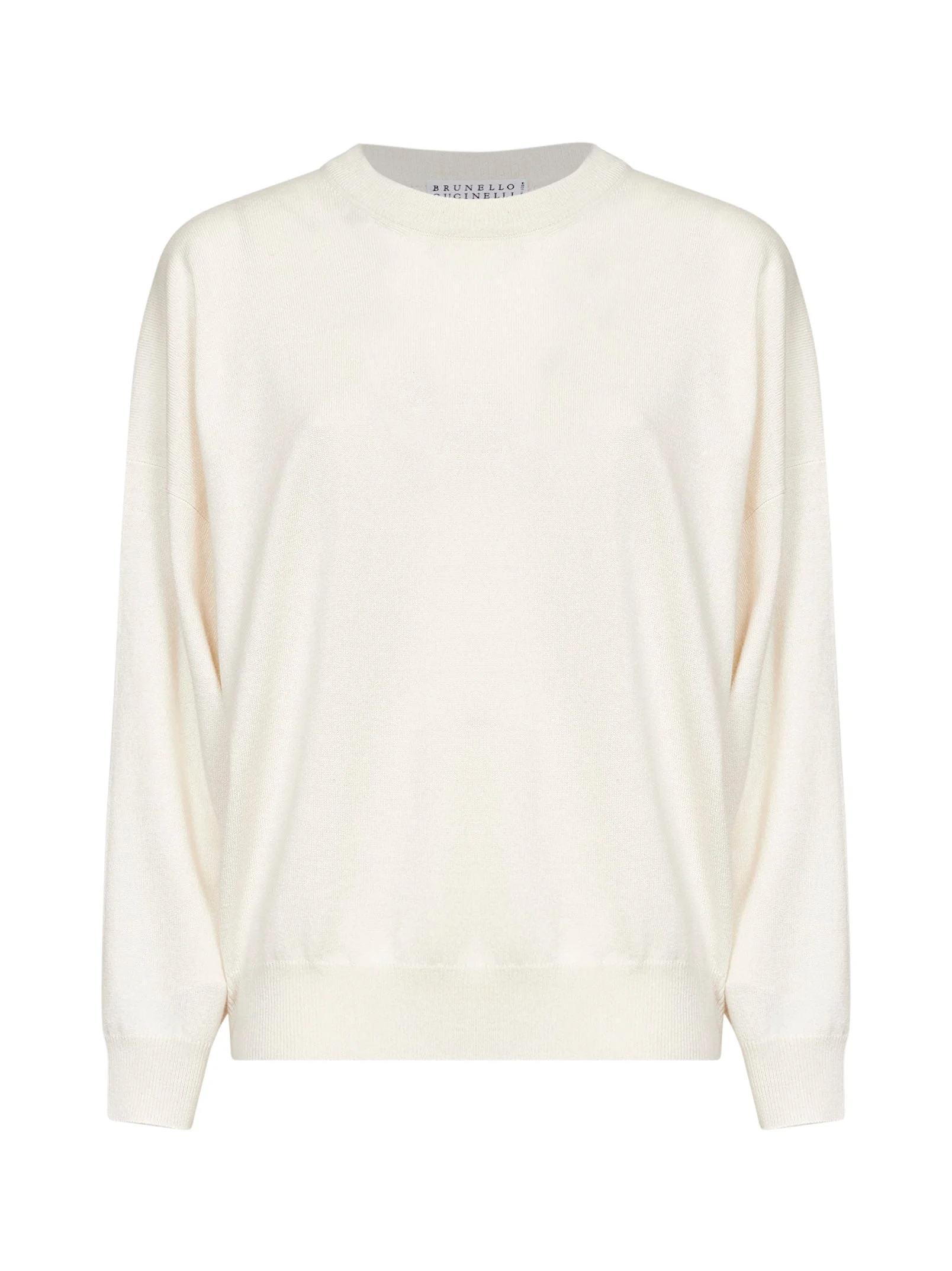 Ivory cashmere knit crewneck sweater with monili - 1