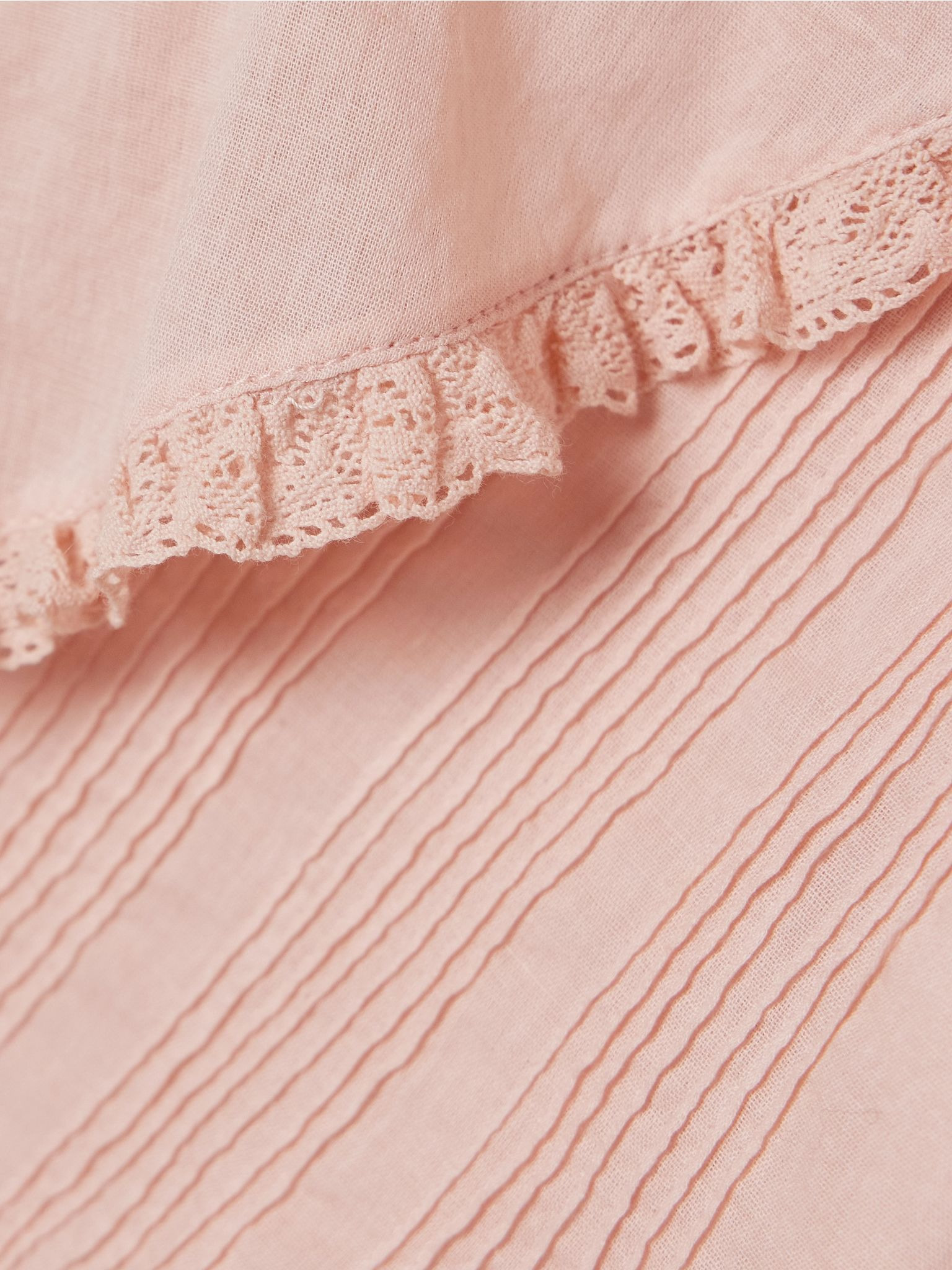 Henri lace-trimmed ruffled pintucked organic cotton-voile blouse Blush - 5