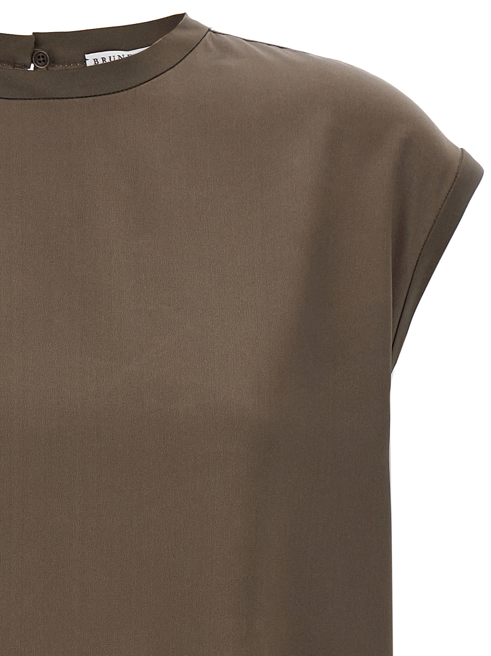 Monile Satin T-Shirt Brown - 3
