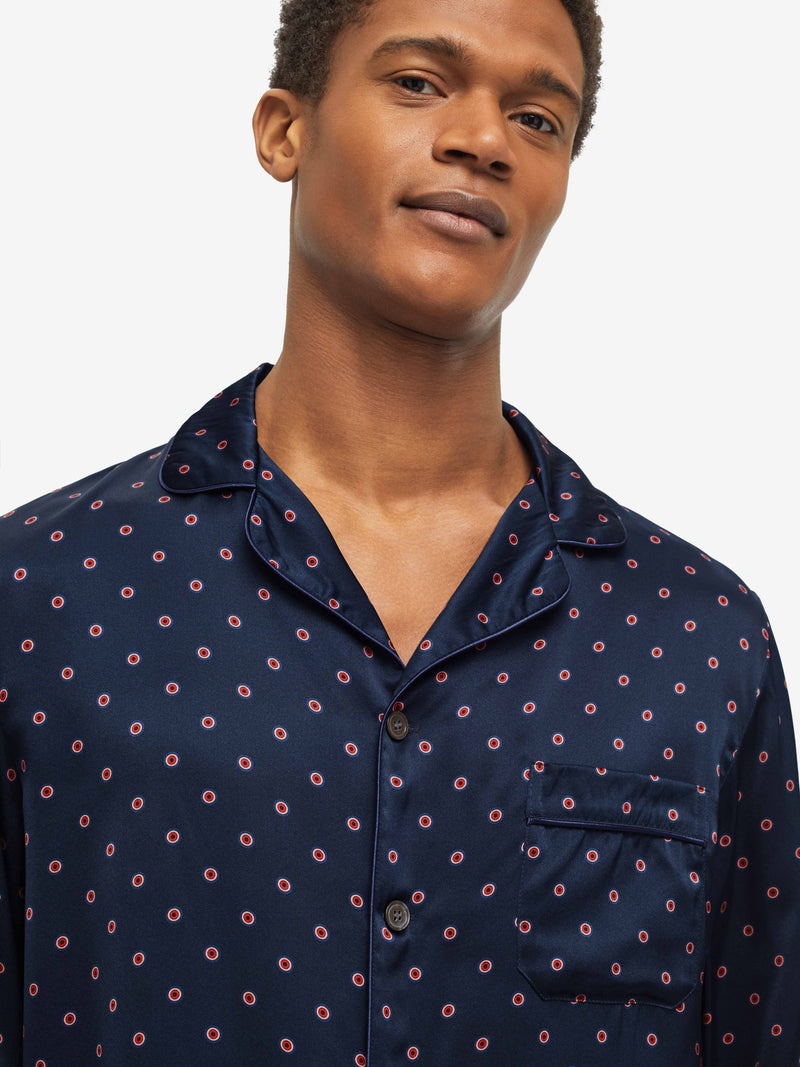 Men's Pyjamas Brindisi 79 Silk Satin Navy - 3
