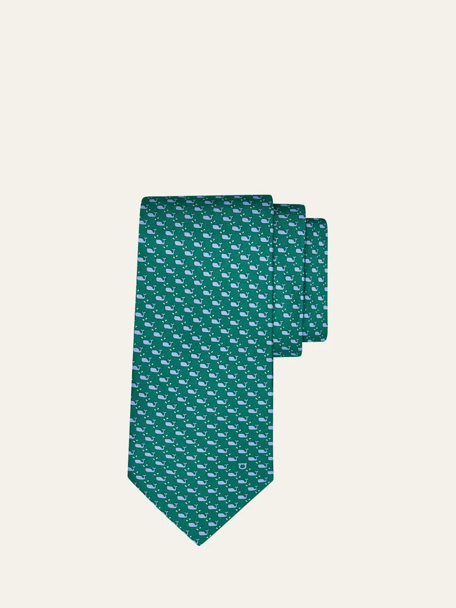 Men's Mini Whale-Print Tie - 1
