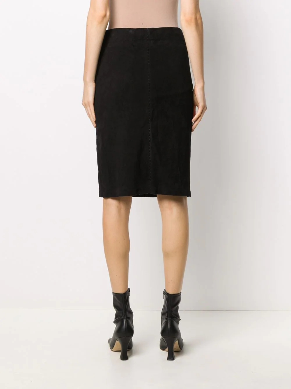 high-rise suede pencil skirt - 4