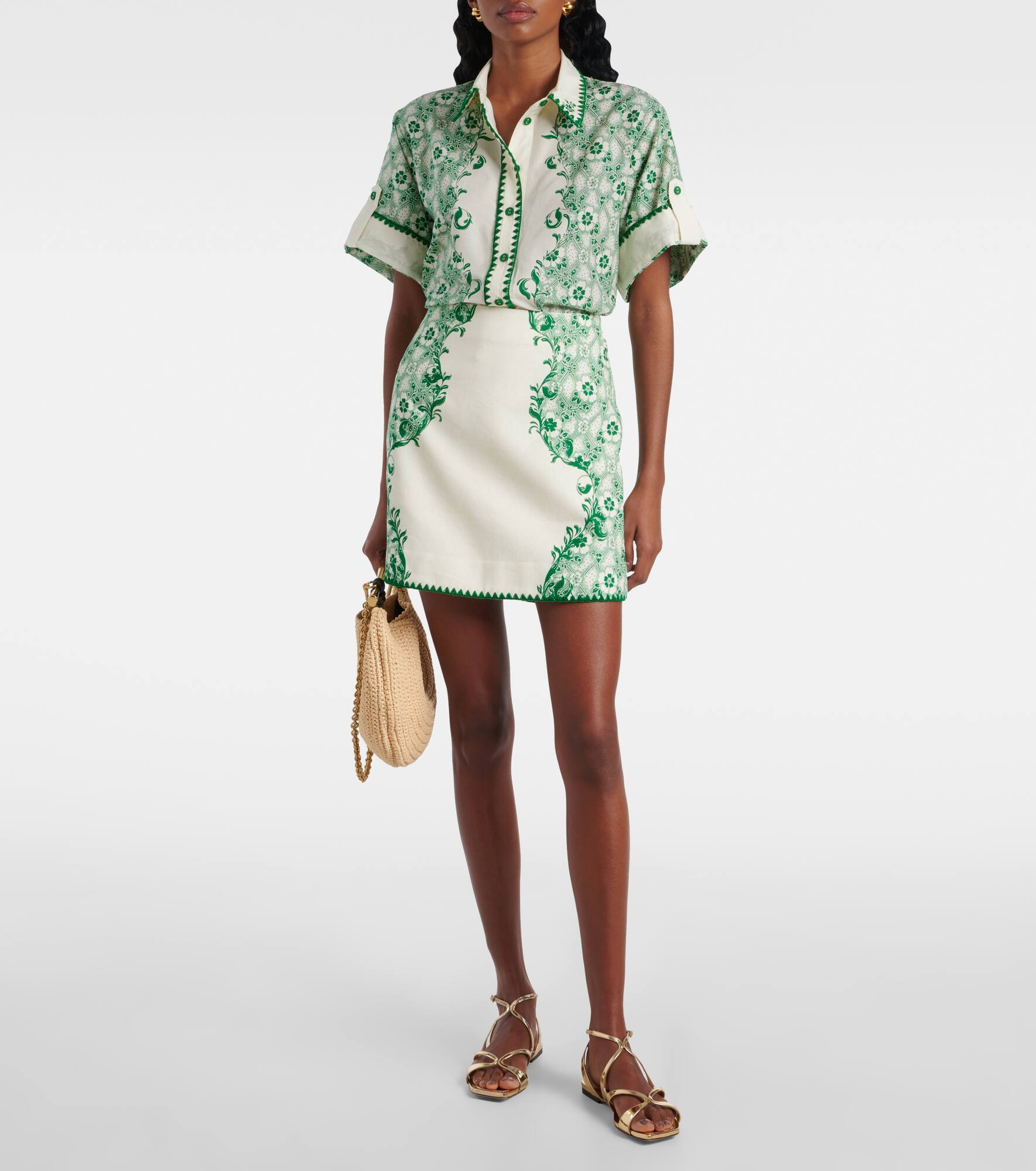 Printed linen and cotton miniskirt - 2