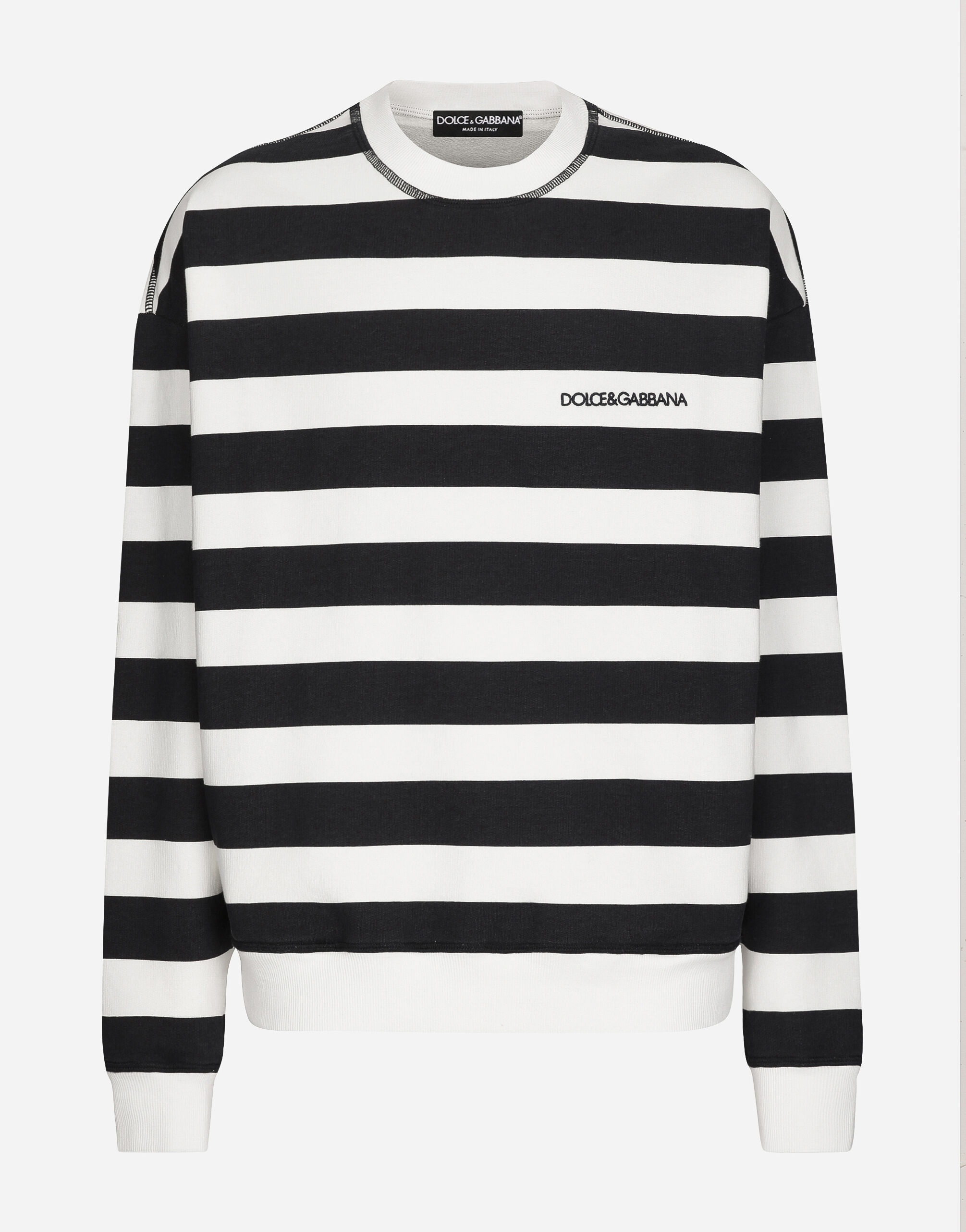 Striped round-neck sweatshirt with Marina print - 1
