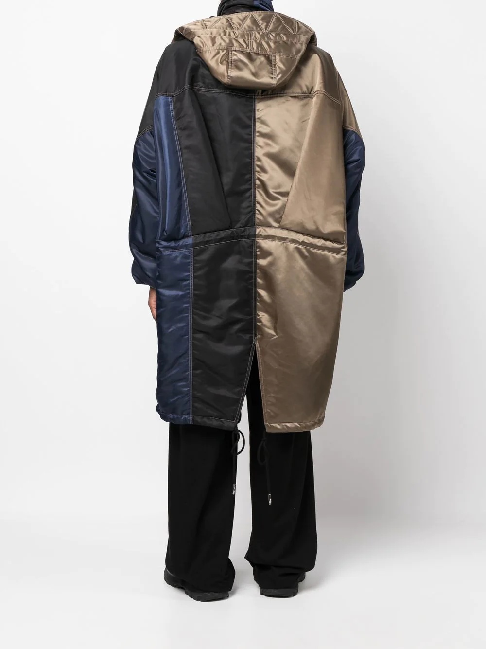 oversized colour-block hooded coat - 4