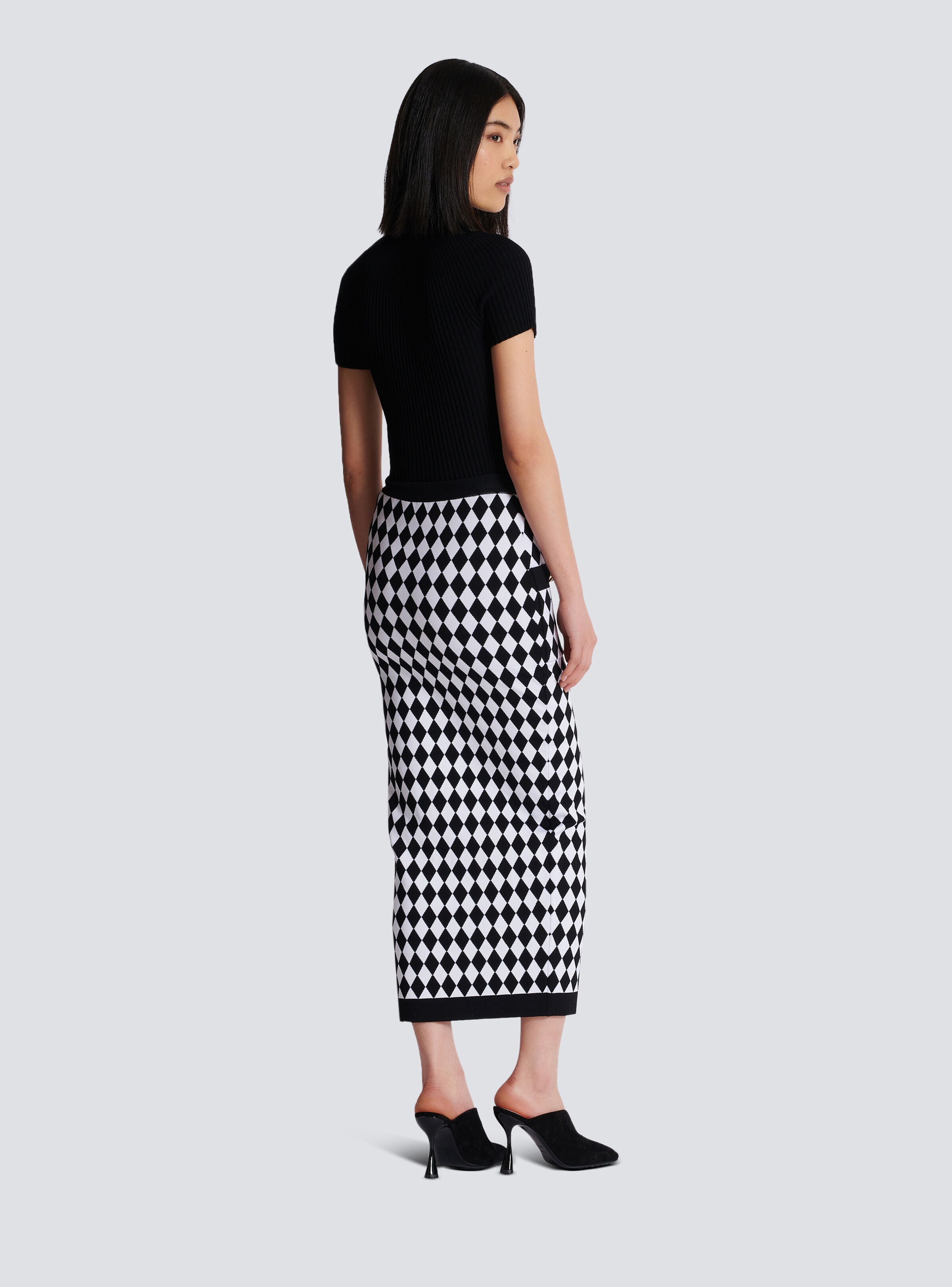 Diamond jacquard midi skirt - 4