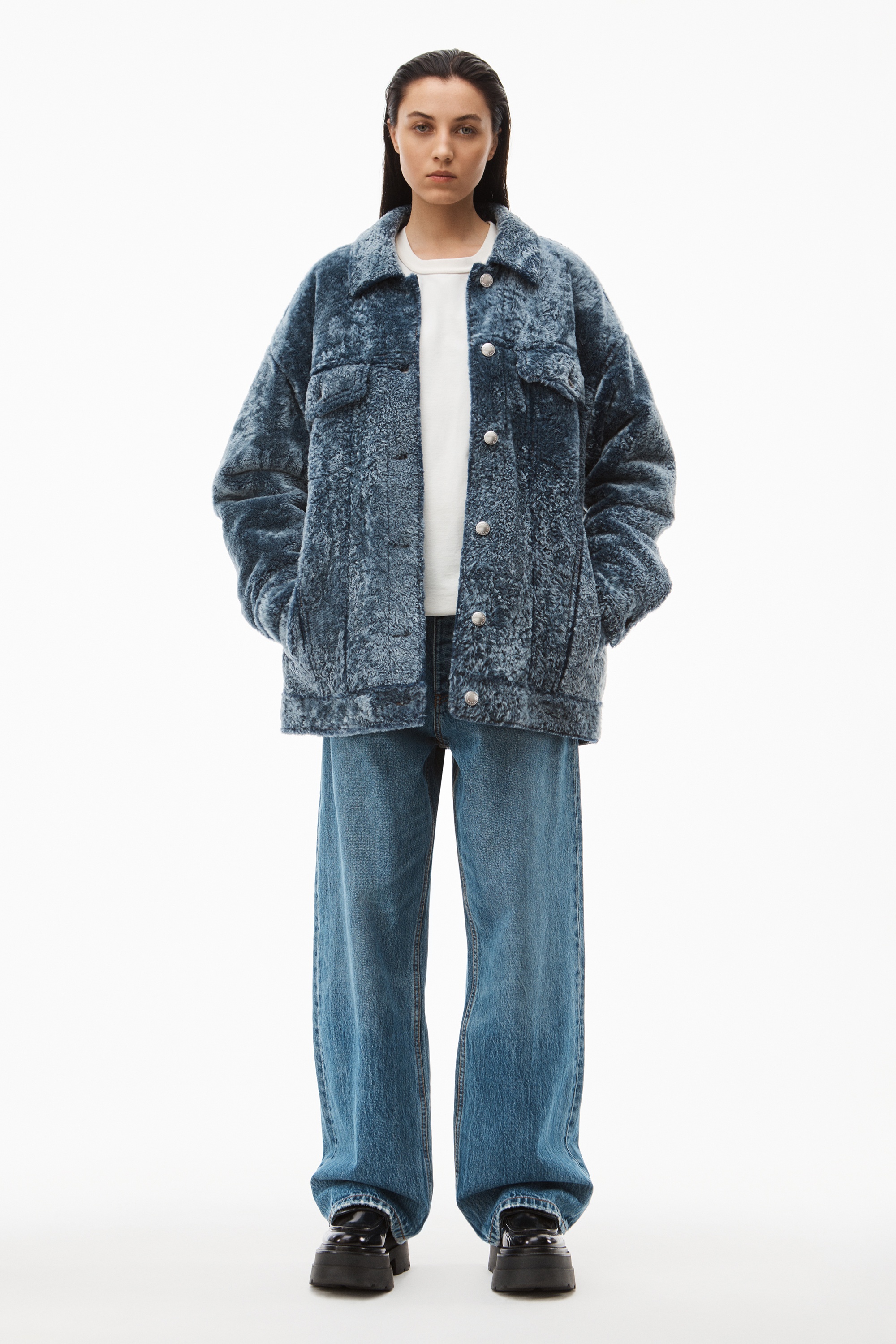 TUXEDO COAT IN TIPPED SHEARLING - 2