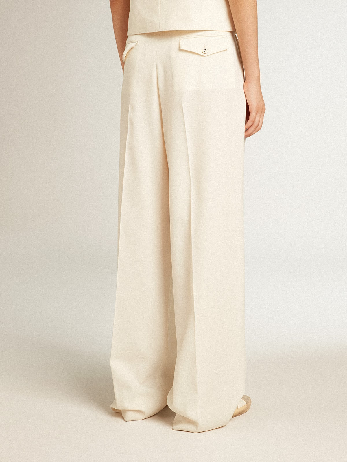 Women's joggers in aged white wool blend - 4