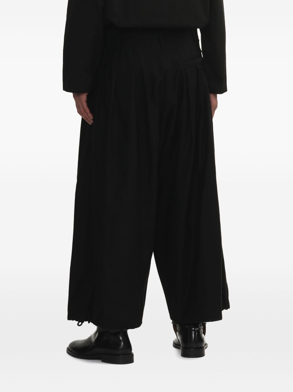 cotton wide-leg trousers - 4