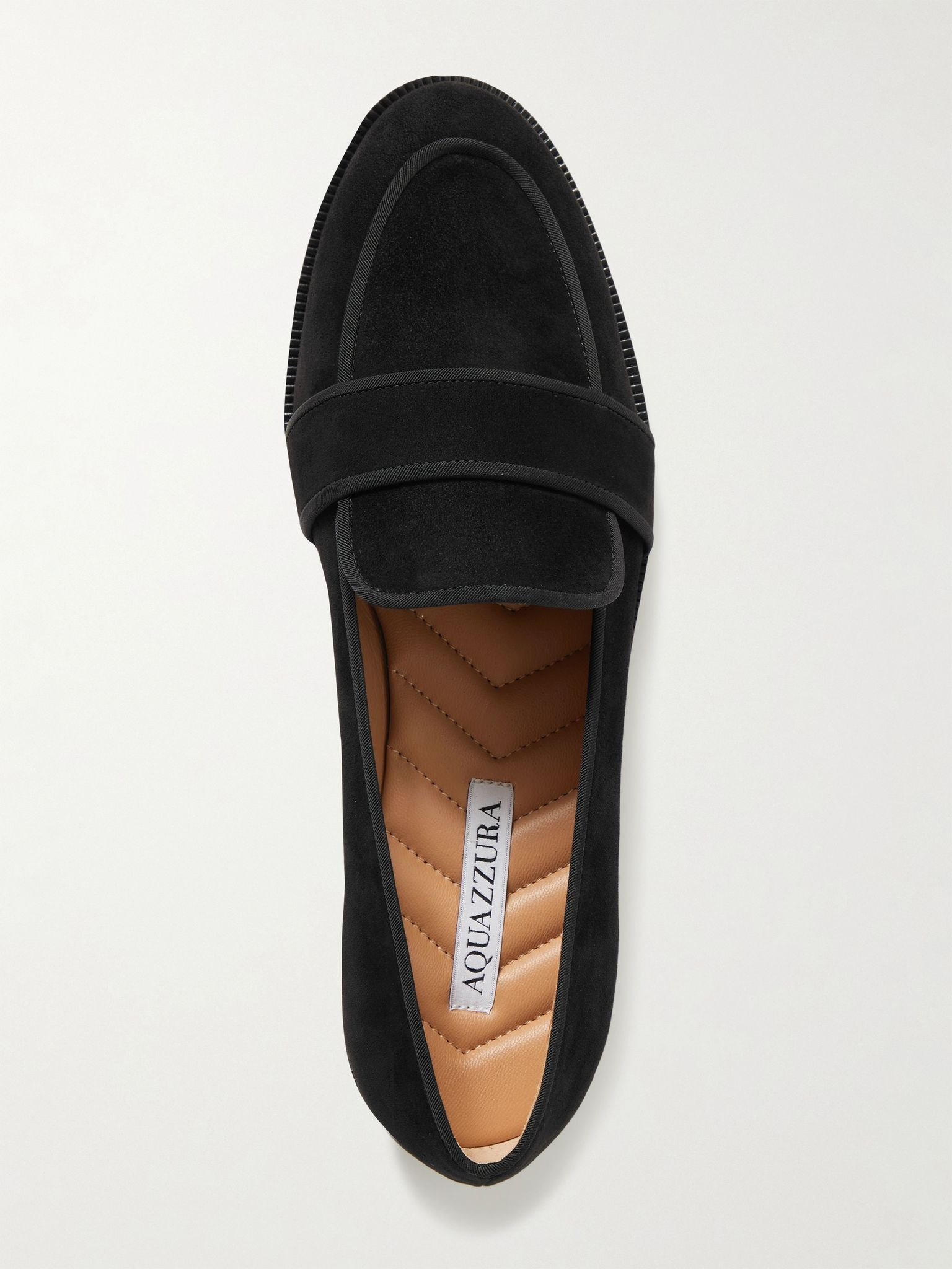 Martin grosgrain-trimmed suede loafers Black - 5
