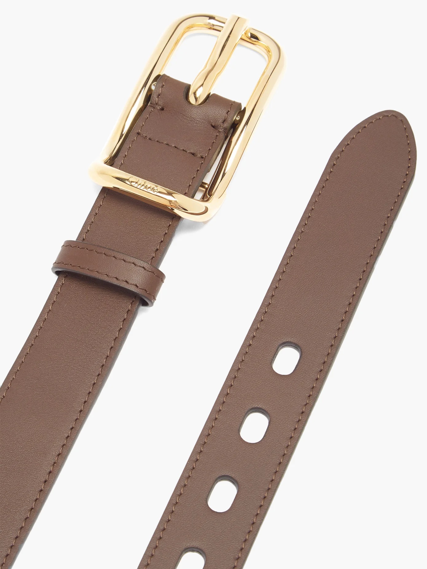 Logo-engraved leather belt - 4