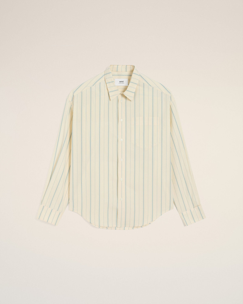 BEIGE COTTON  BOXY FIT STRIPED SHIRT 1