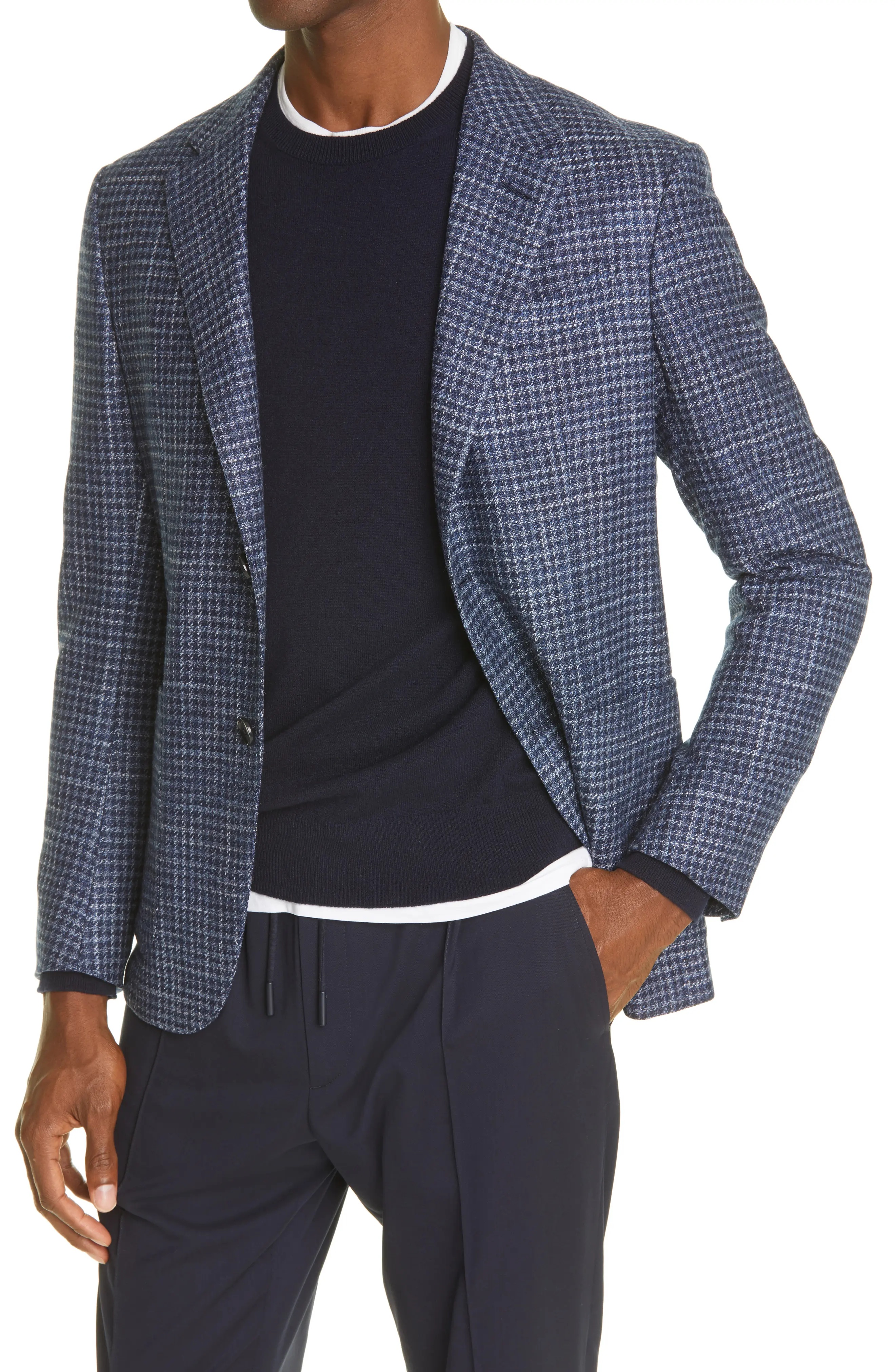 Crossover Micro Check Wool, Silk & Cashmere Sport Coat - 4