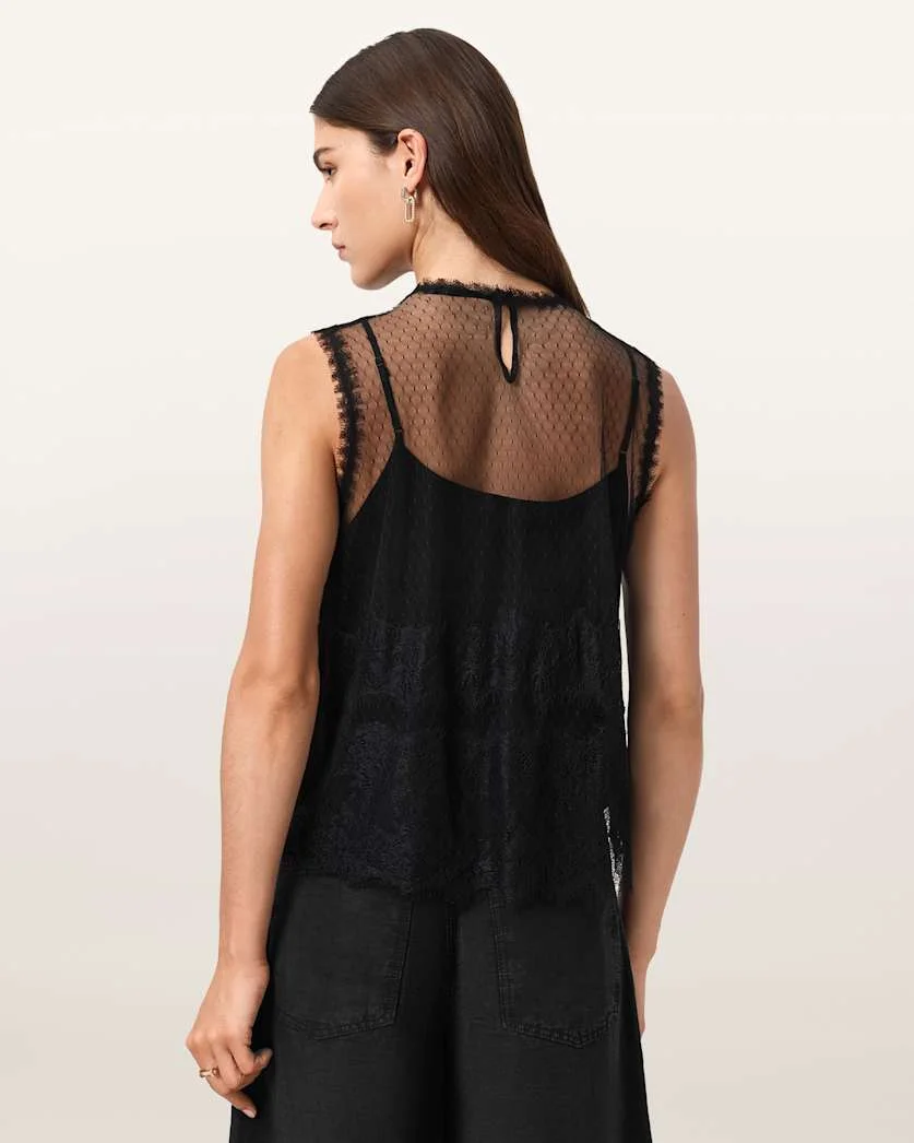 CLARA LACE TRIM SLEEVELESS TOP - 1