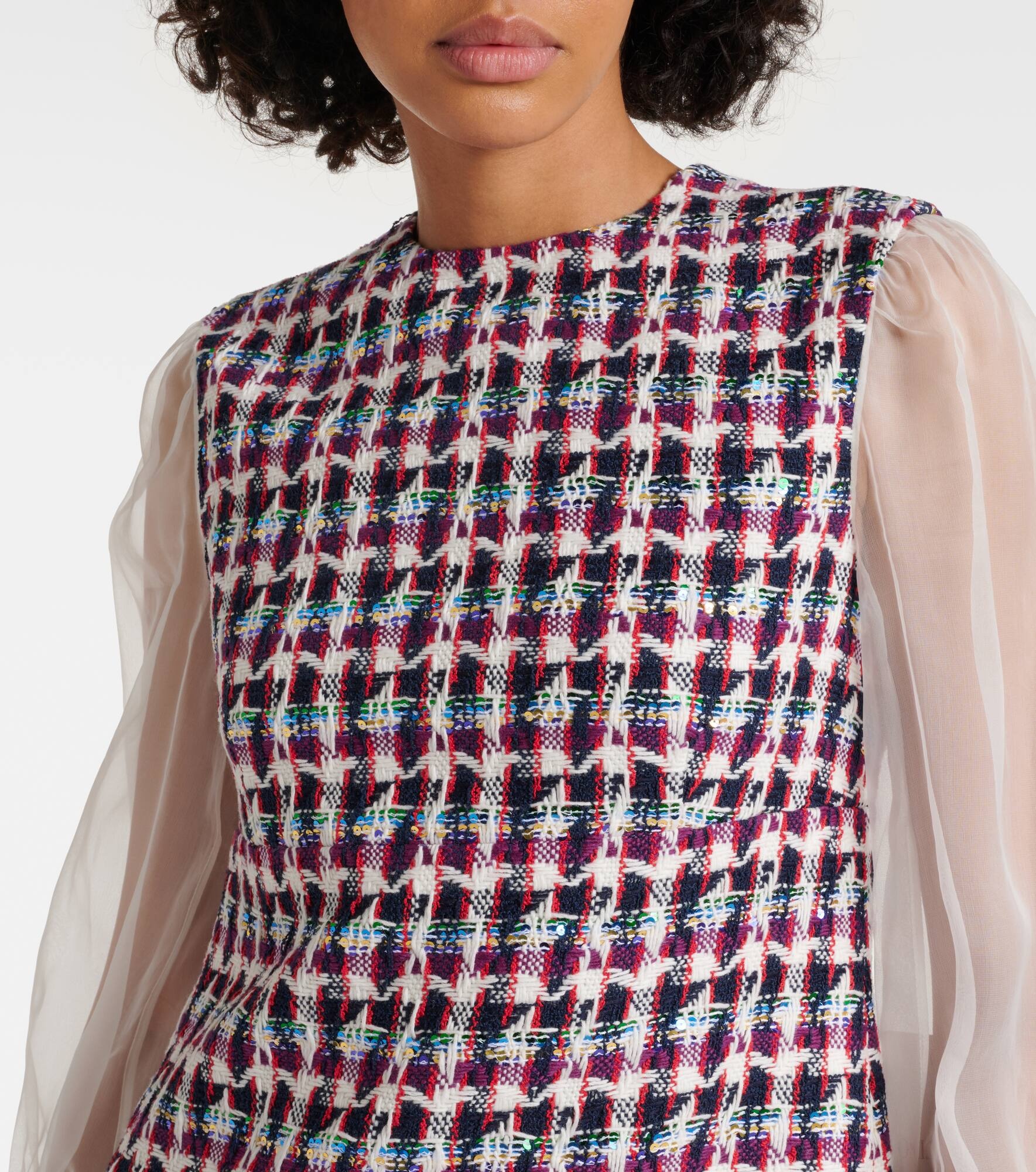 Embellished wool-blend tweed minidress - 4