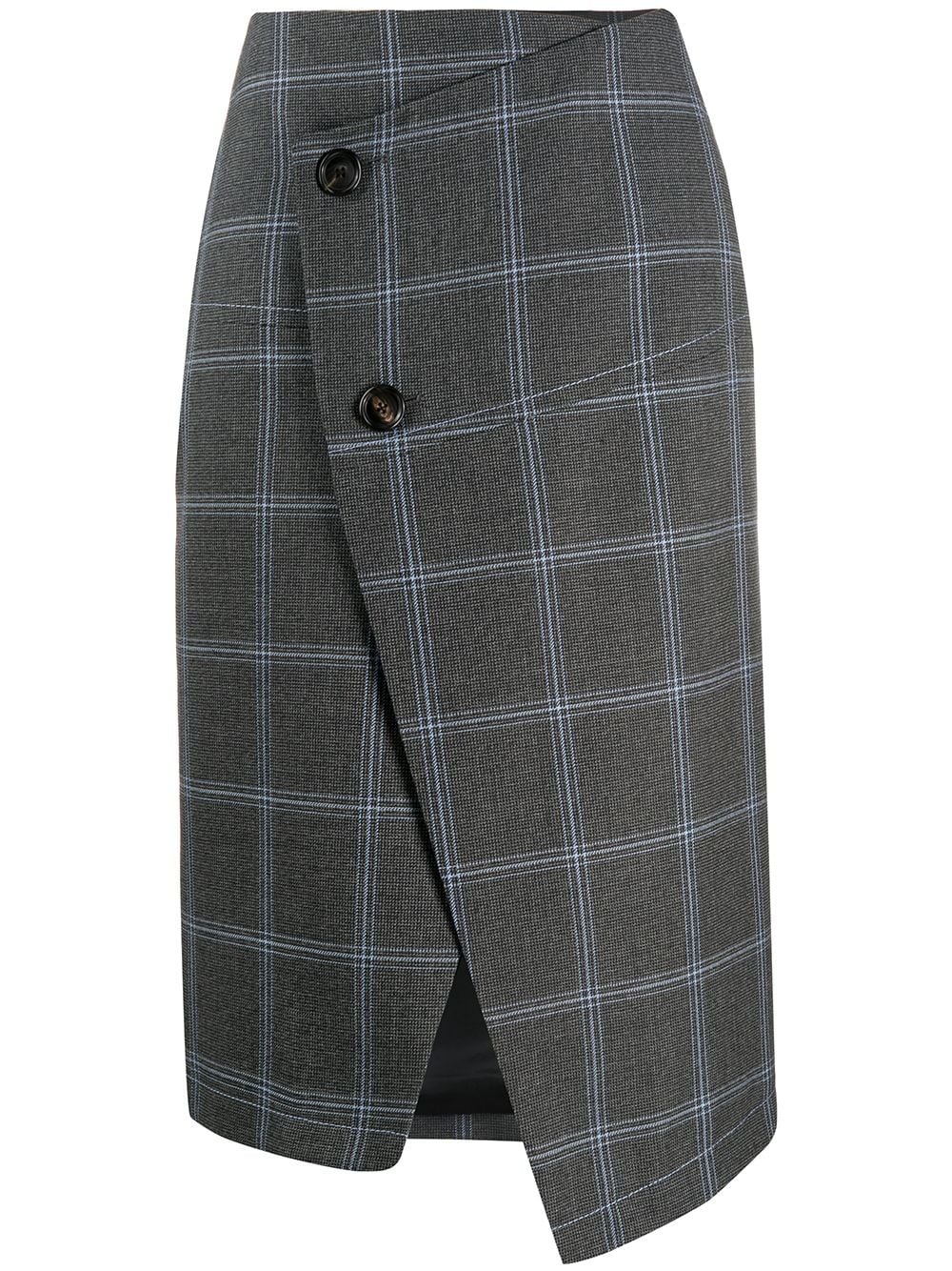 checked asymmetric skirt - 1