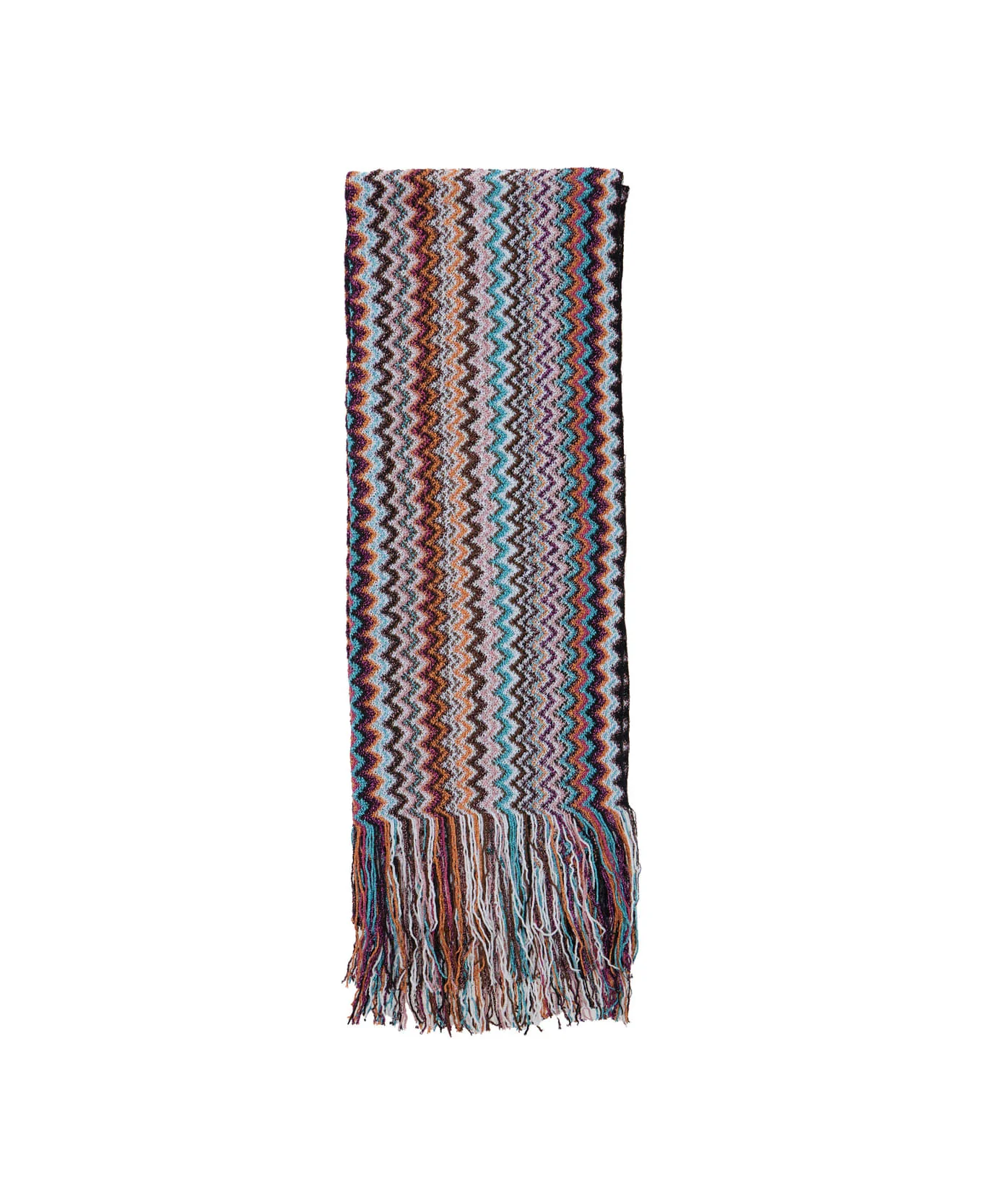 Multicolor Rectangular Scarf With Chevron Motif In Viscose Blend Woman - 1