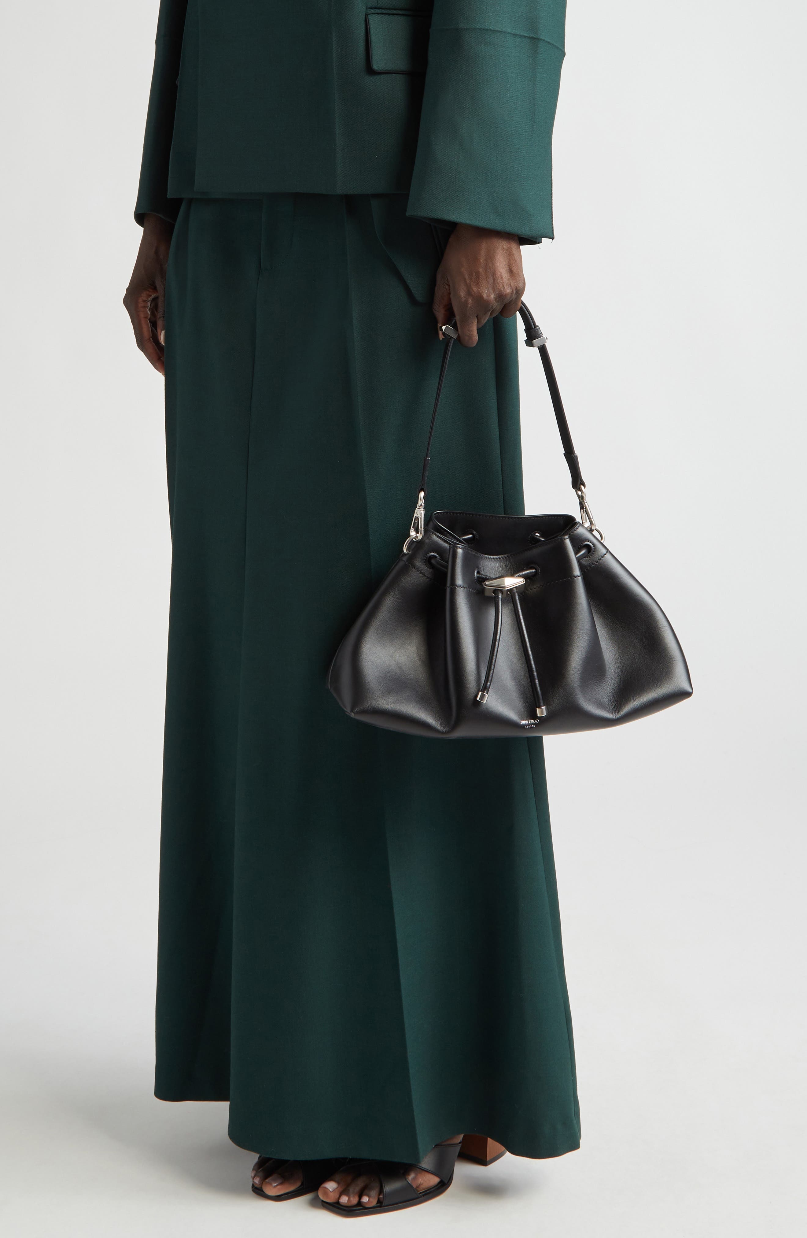 Jimmy Choo Cinch M Leather Bucket Bag in Black/Antique Silver at Nordstrom - 2