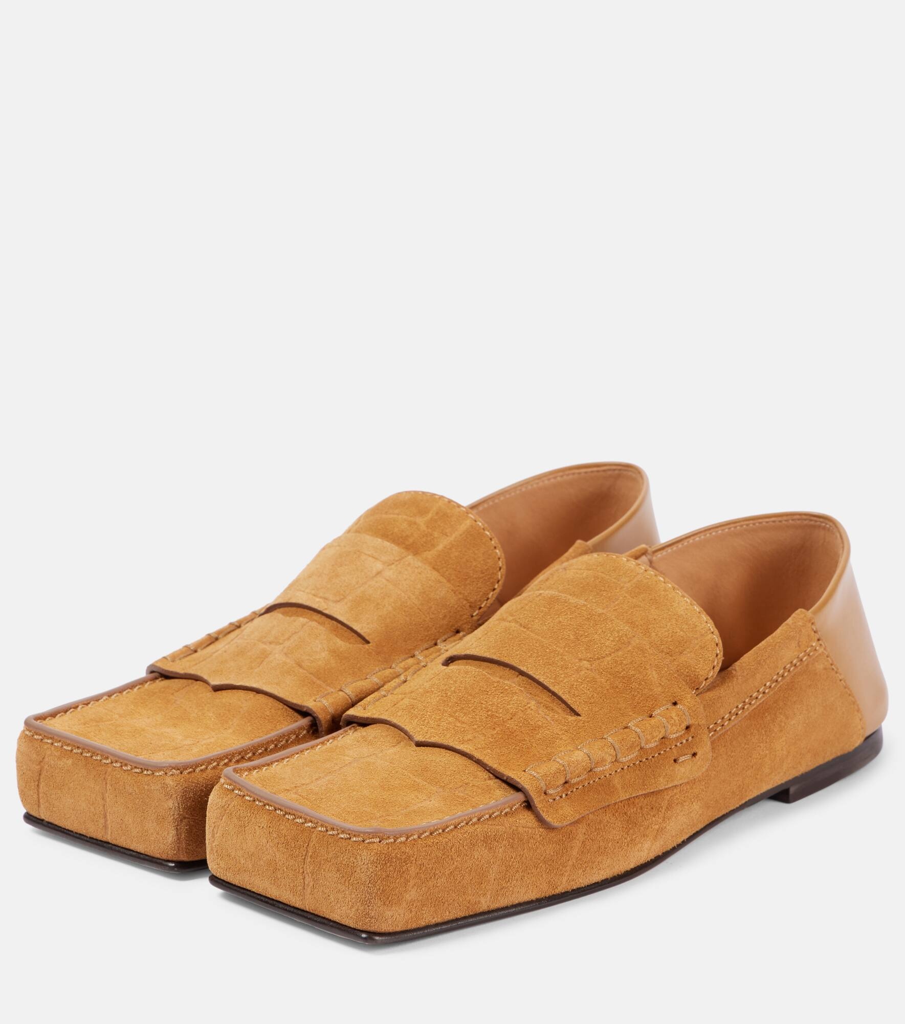 Carré croc-effect suede penny loafers - 4