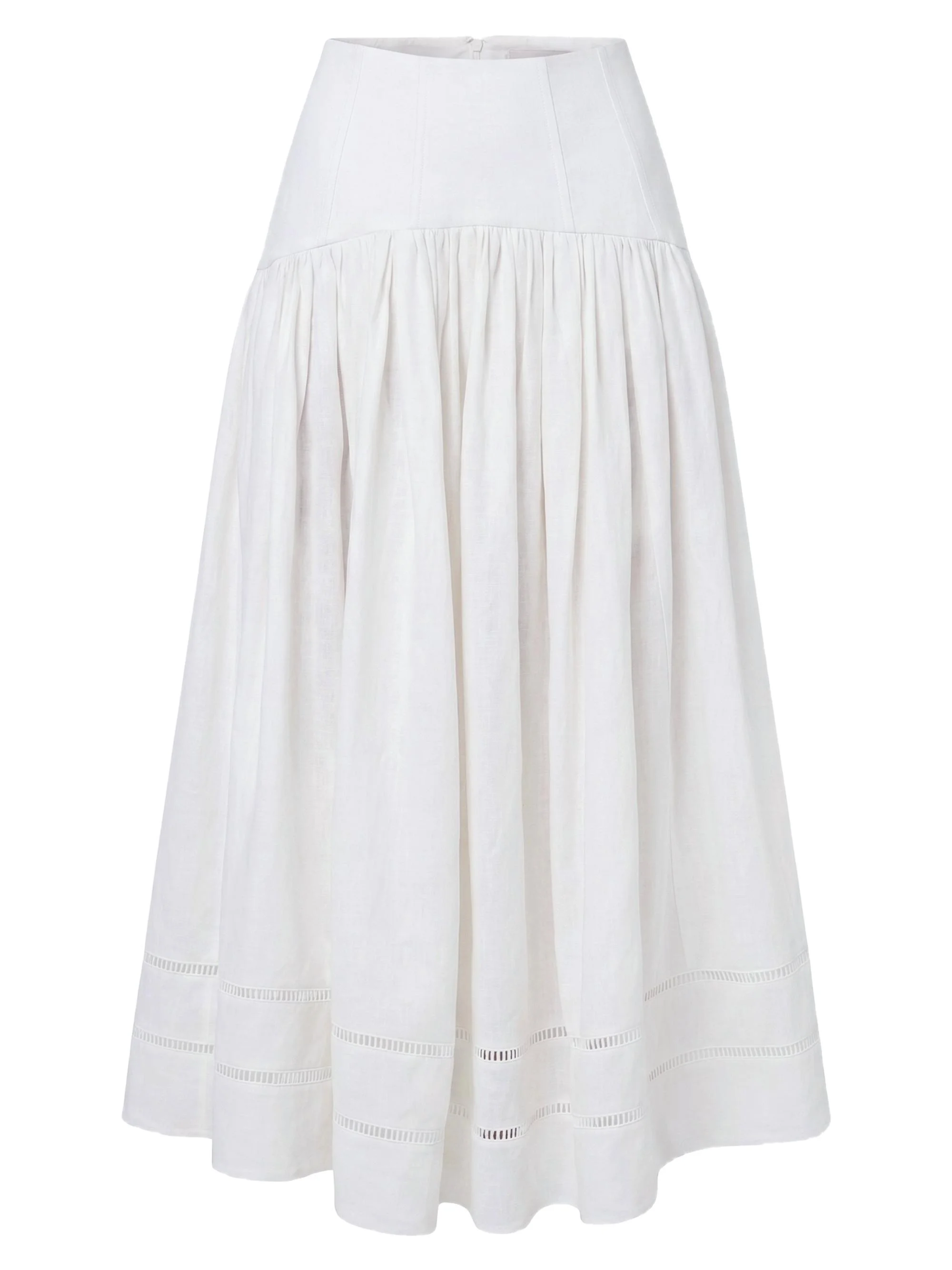 Women's Elin Linen Drop-Waist Midi-Skirt - Ivory - 1