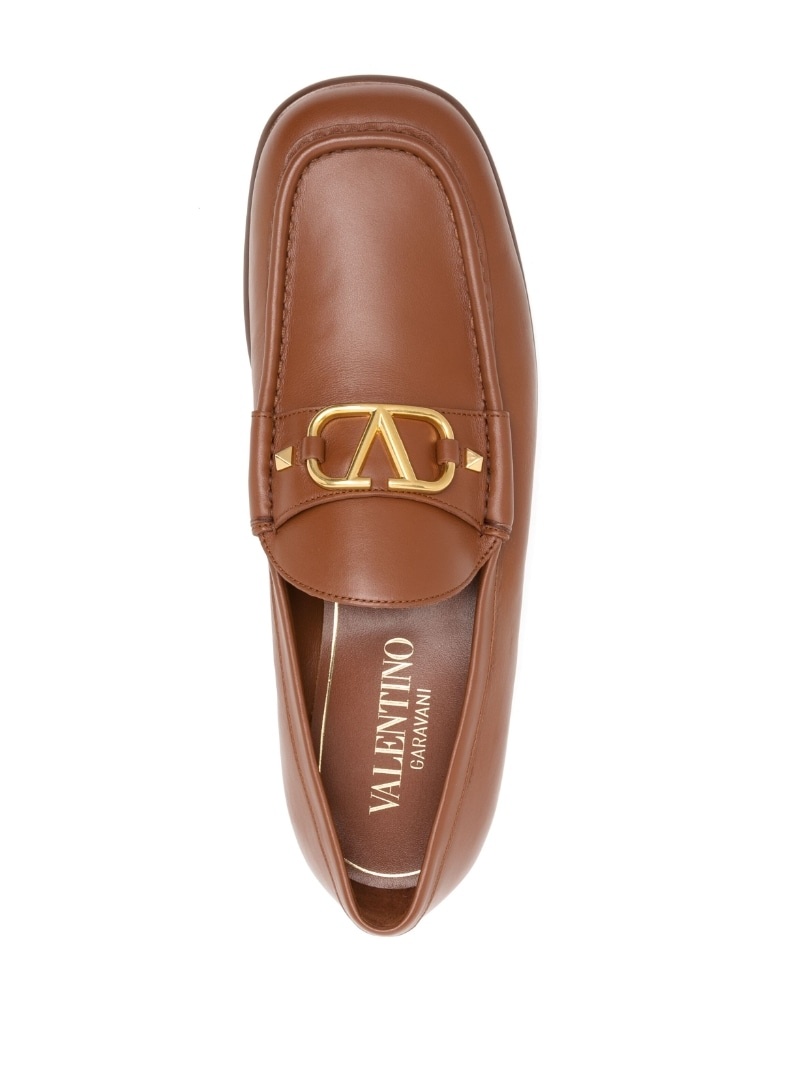 logo-plaque detail loafers - 4
