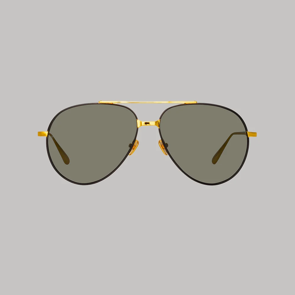 MEN'S MARCELO AVIATOR SUNGLASSES IN BLACK AND YELLOW GOLD - 1