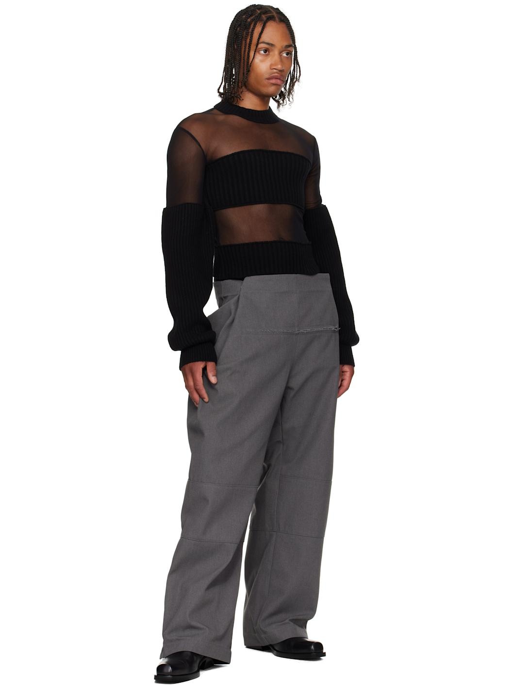 Black Mesh Cut Out Details Top - 4