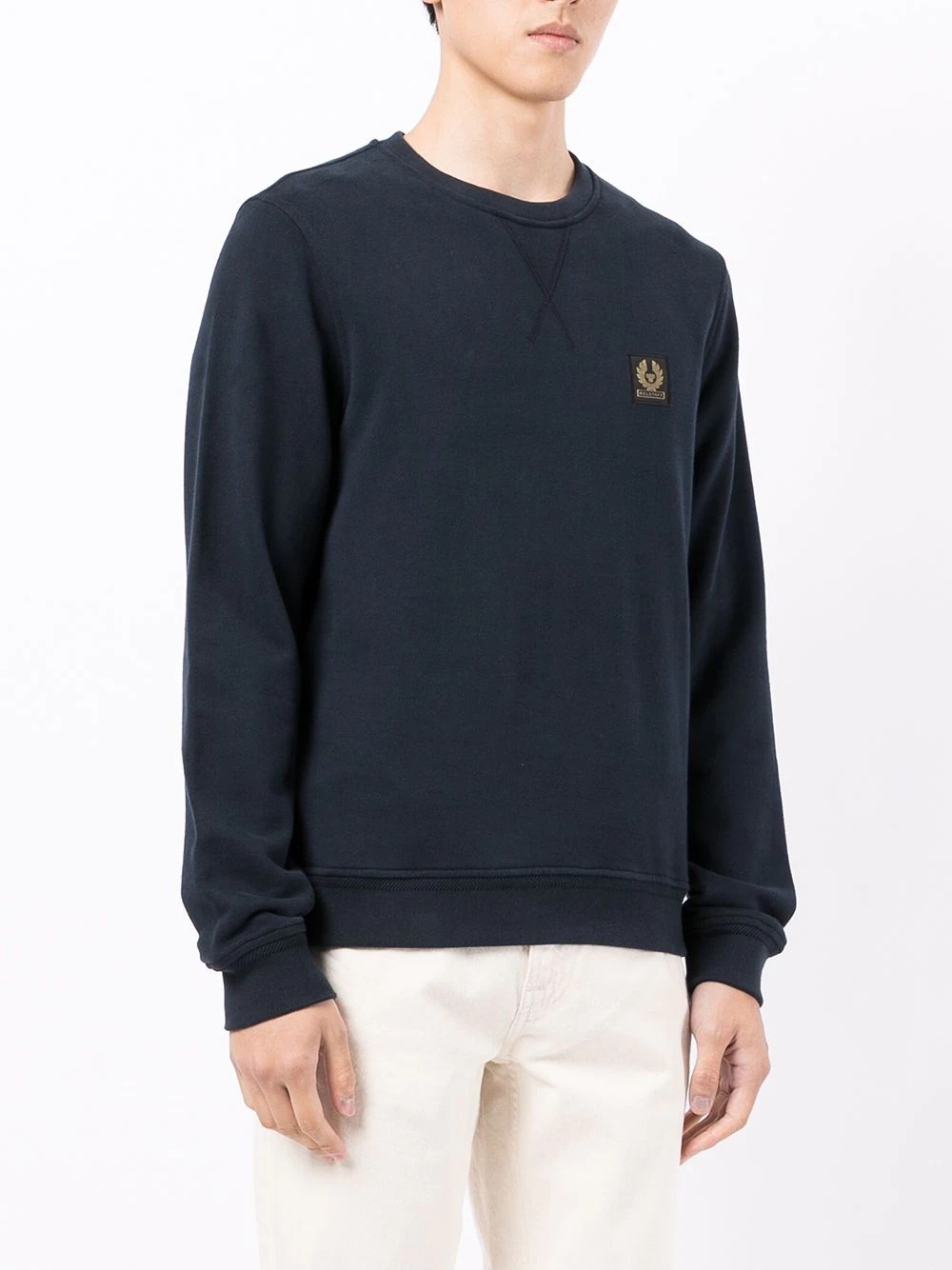 embroidered-logo crew neck jumper - 3