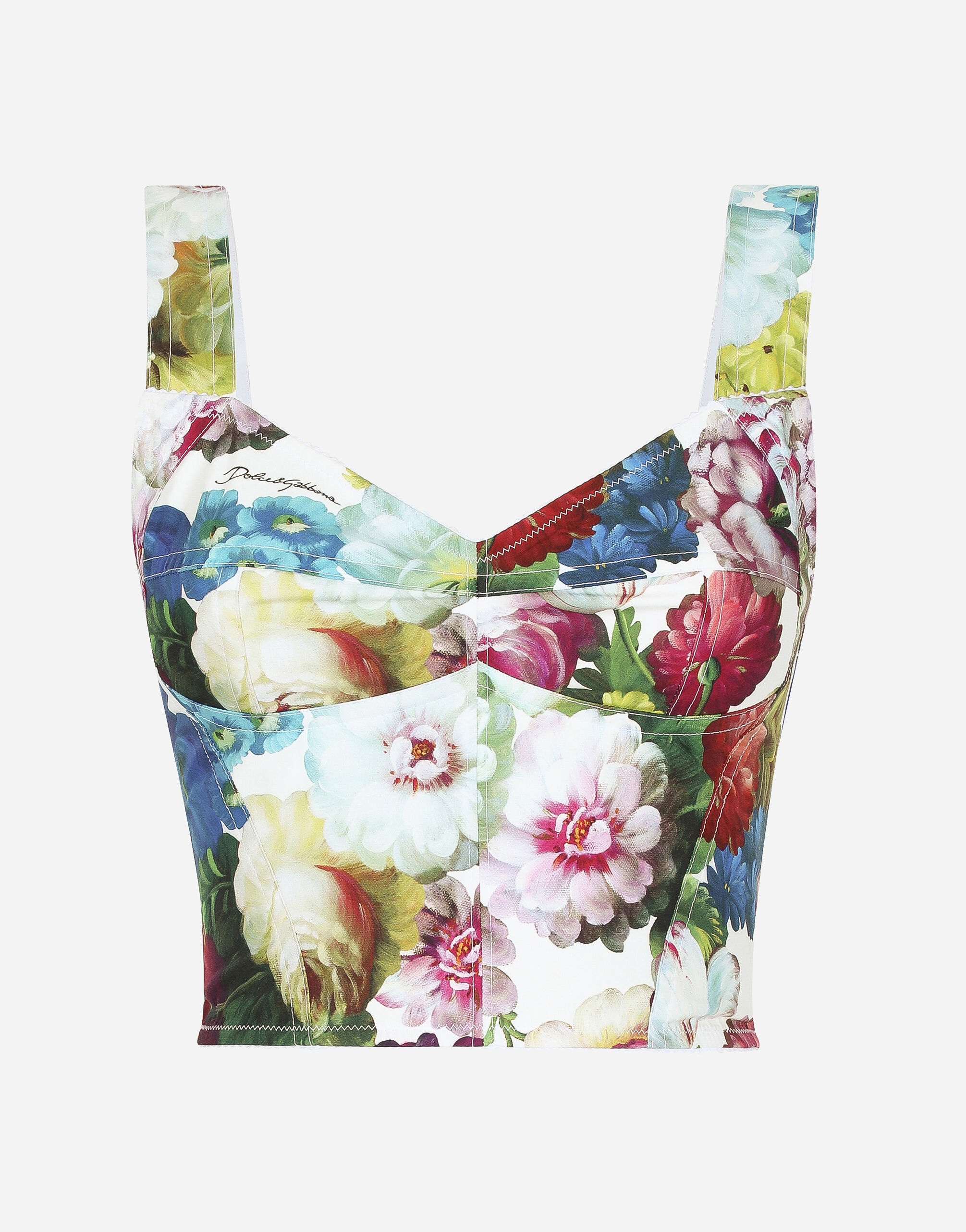 Cotton corset top with nocturnal flower print - 1