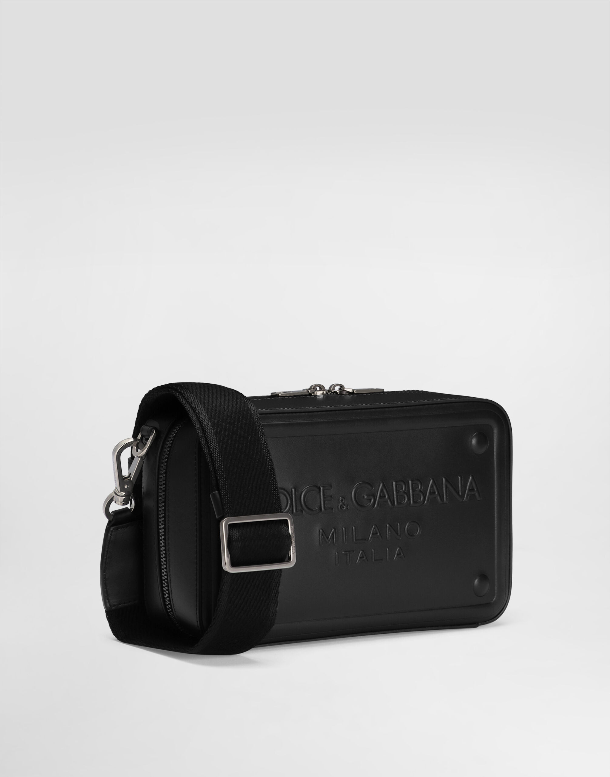 Calfskin crossbody bag with raised logo - 3