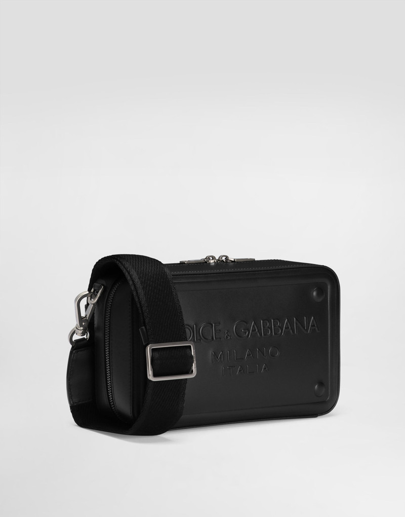 Calfskin crossbody bag with raised logo 3