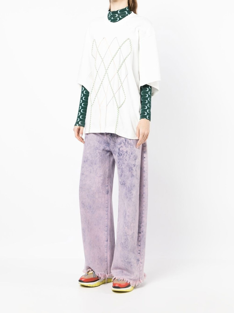 Argyle String Embroidery Oversize T-shirt 3