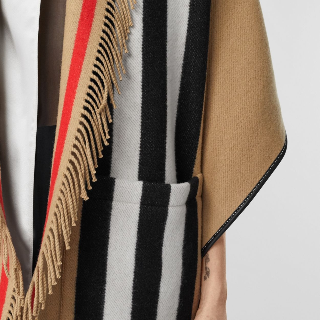 Icon Stripe Wool Cashmere Jacquard Cape - 5