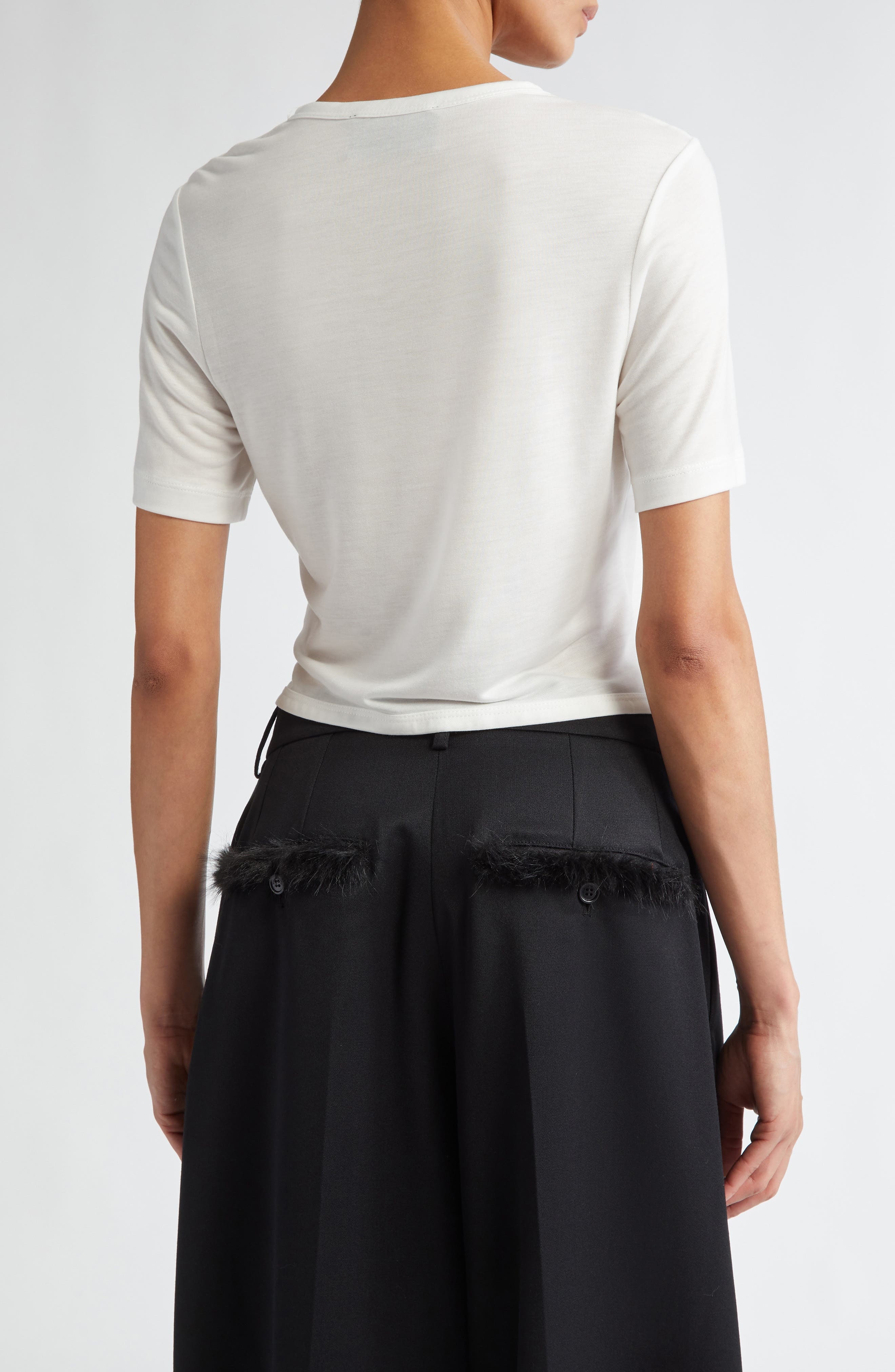 Simone Rocha Easy Bow Tails Cotton T-Shirt in Ivory at Nordstrom - 3