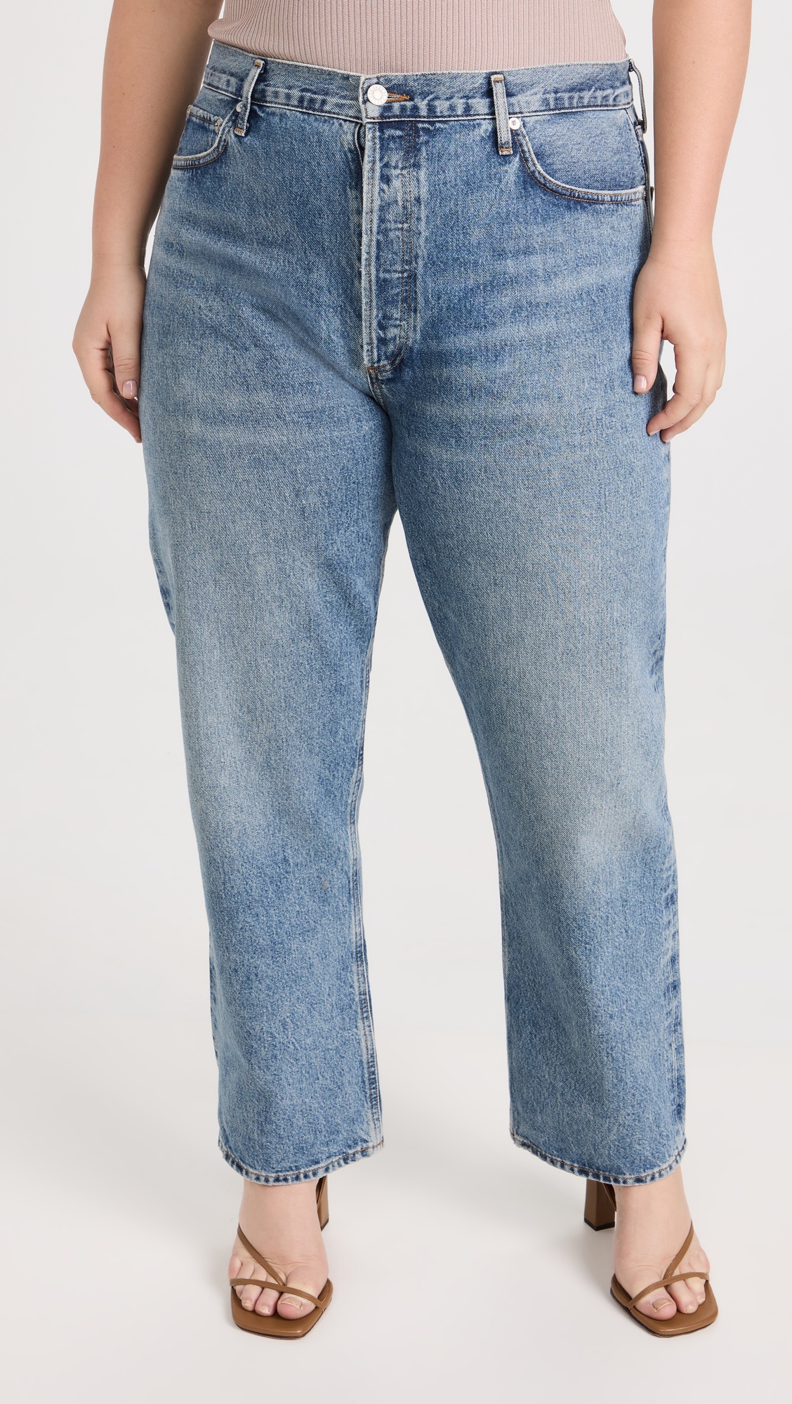 90's Pinch Waist High Rise Straight Jeans - 12