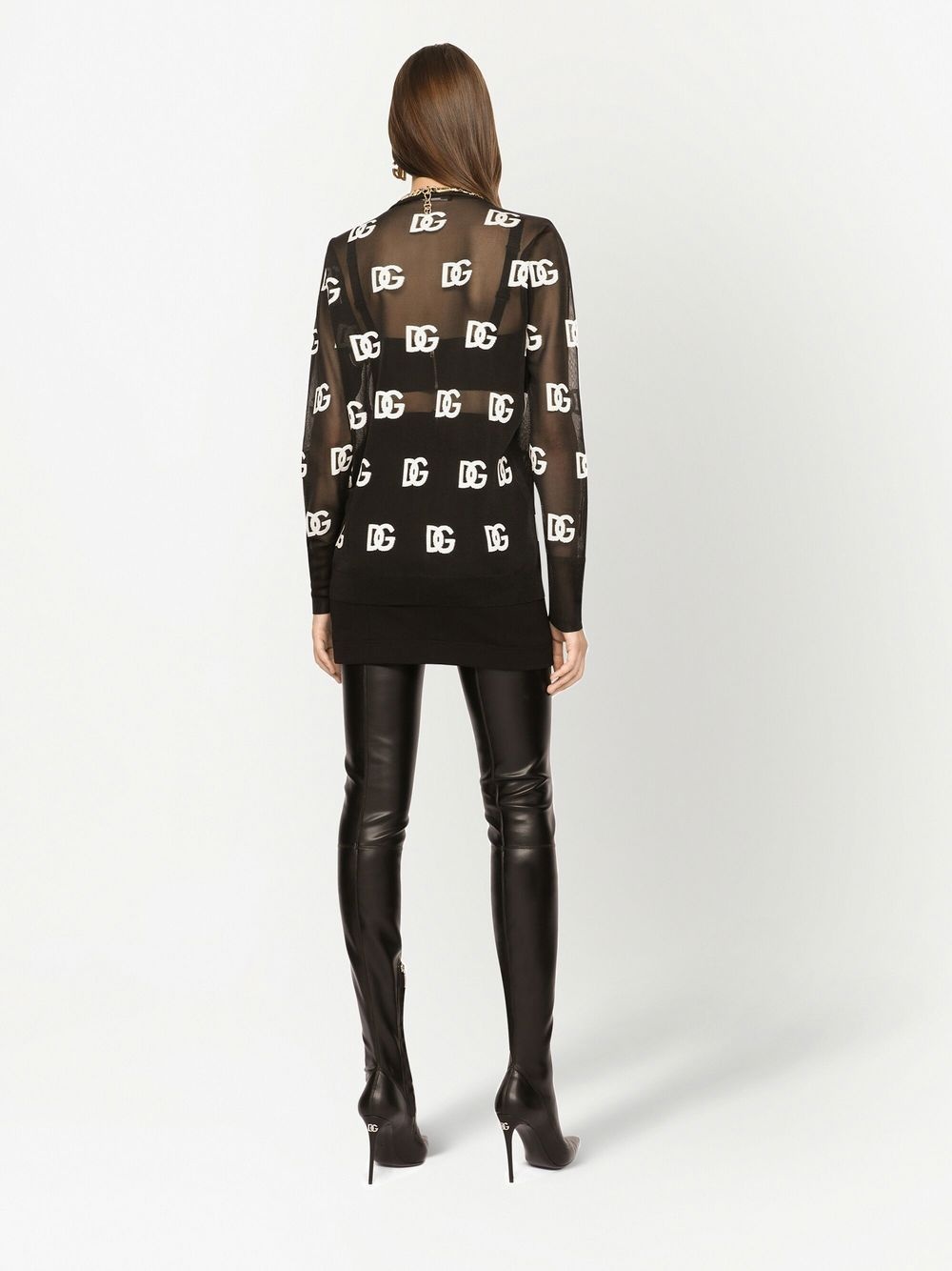 logo-print sheer long-sleeved T-shirt - 4