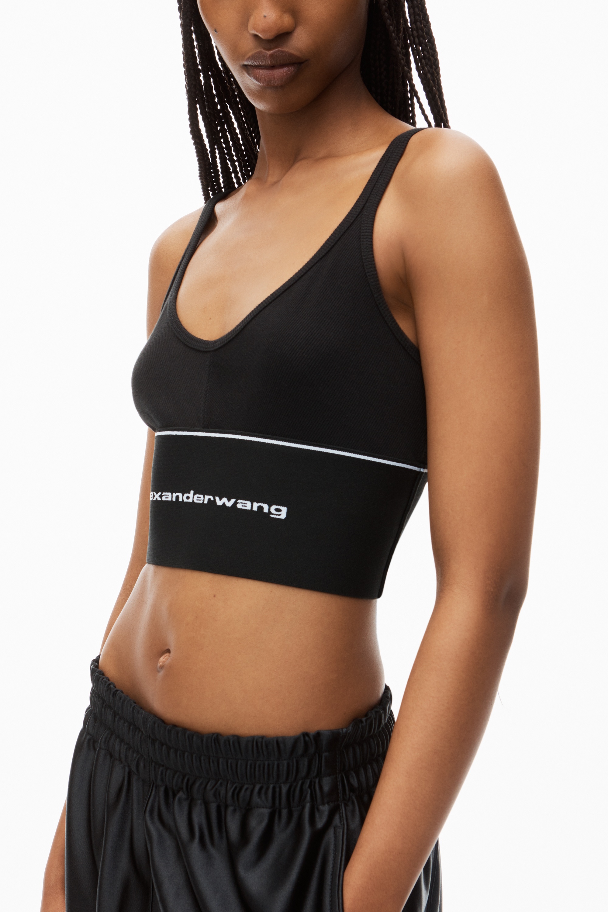 LOGO ELASTIC BRA IN RIBBED JERSEY - 3