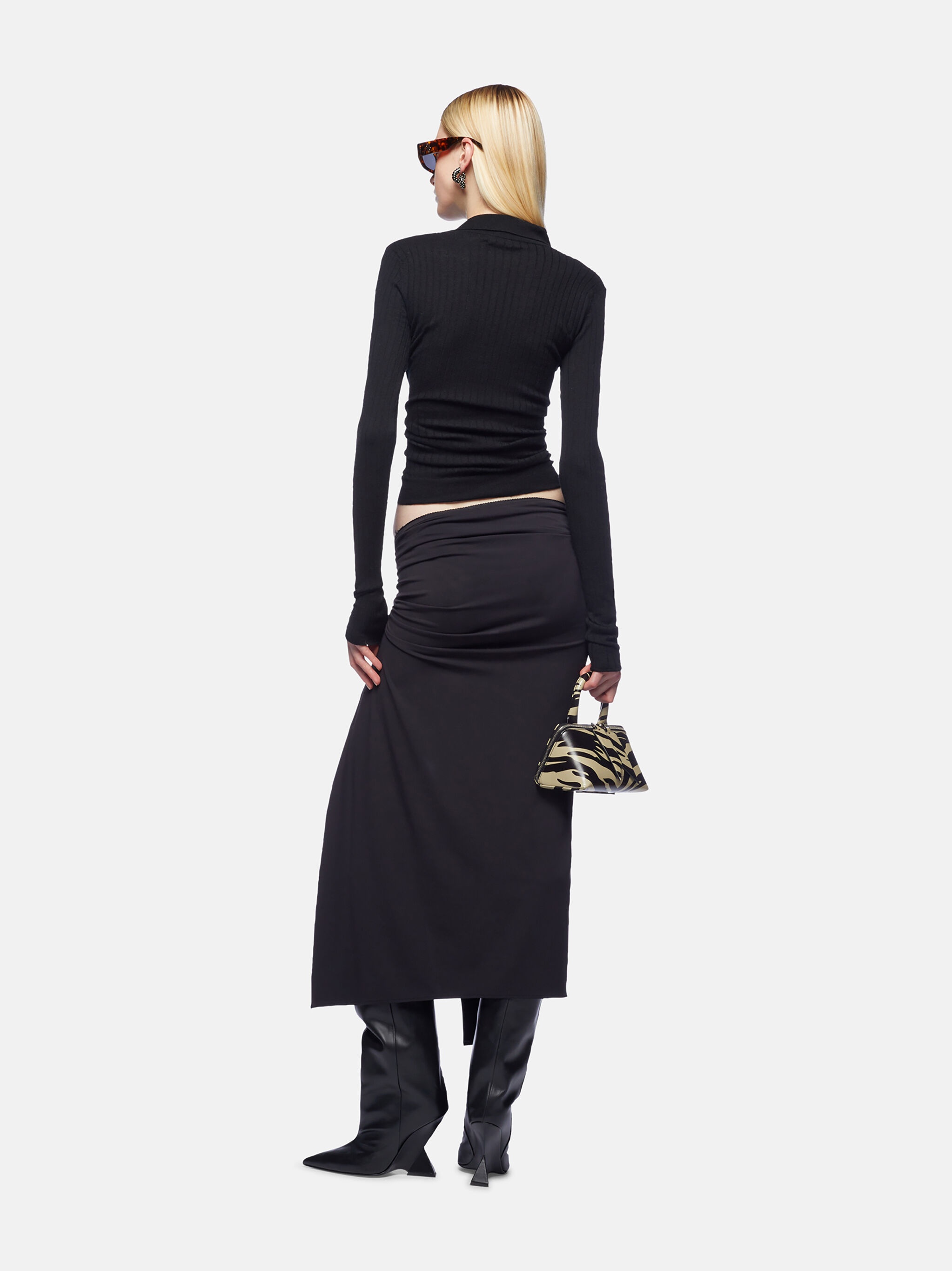 BLACK MIDI SKIRT - 3