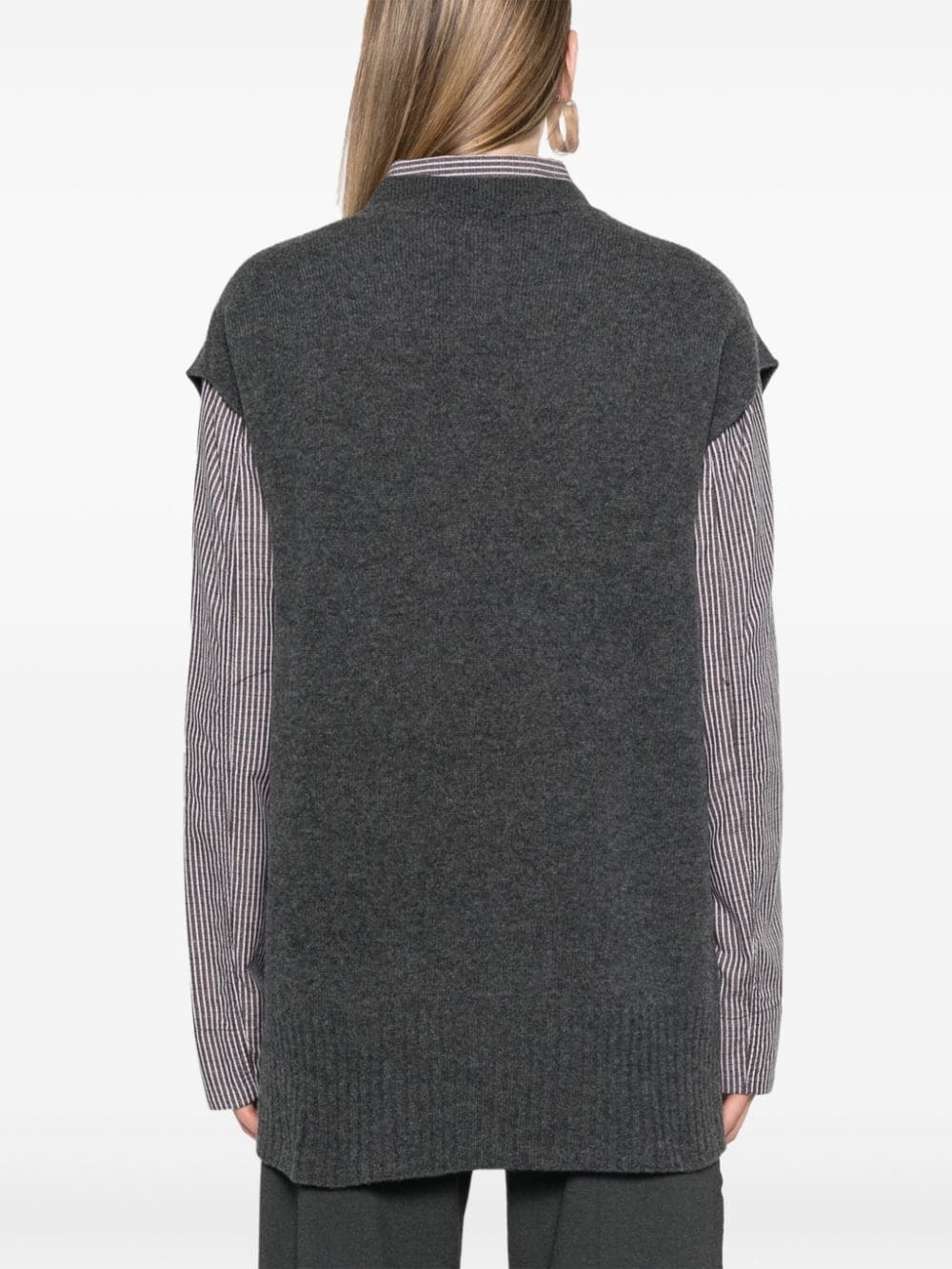 V-neck fine-knit gilet - 4