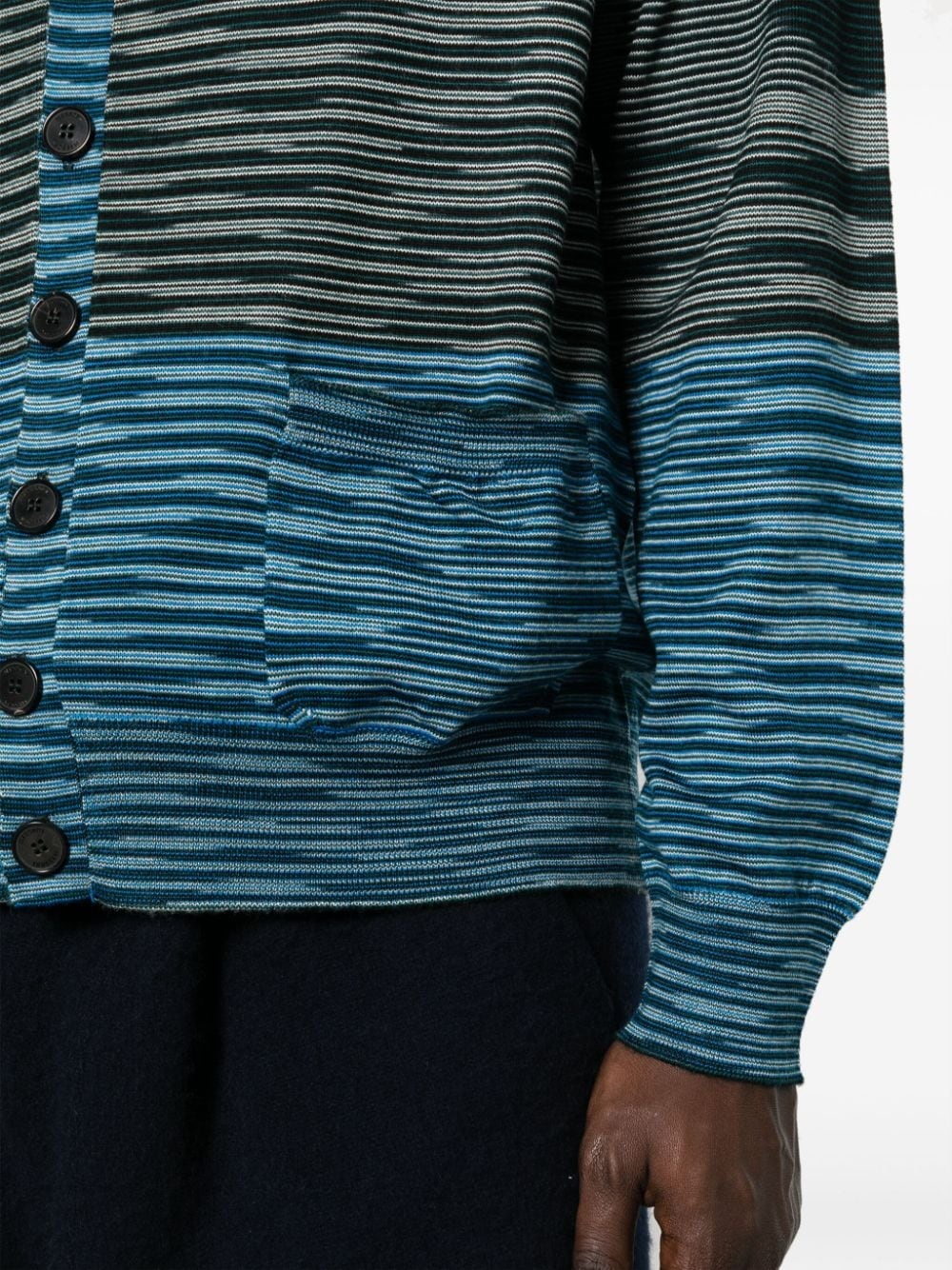 striped V-neck wool cardigan - 5