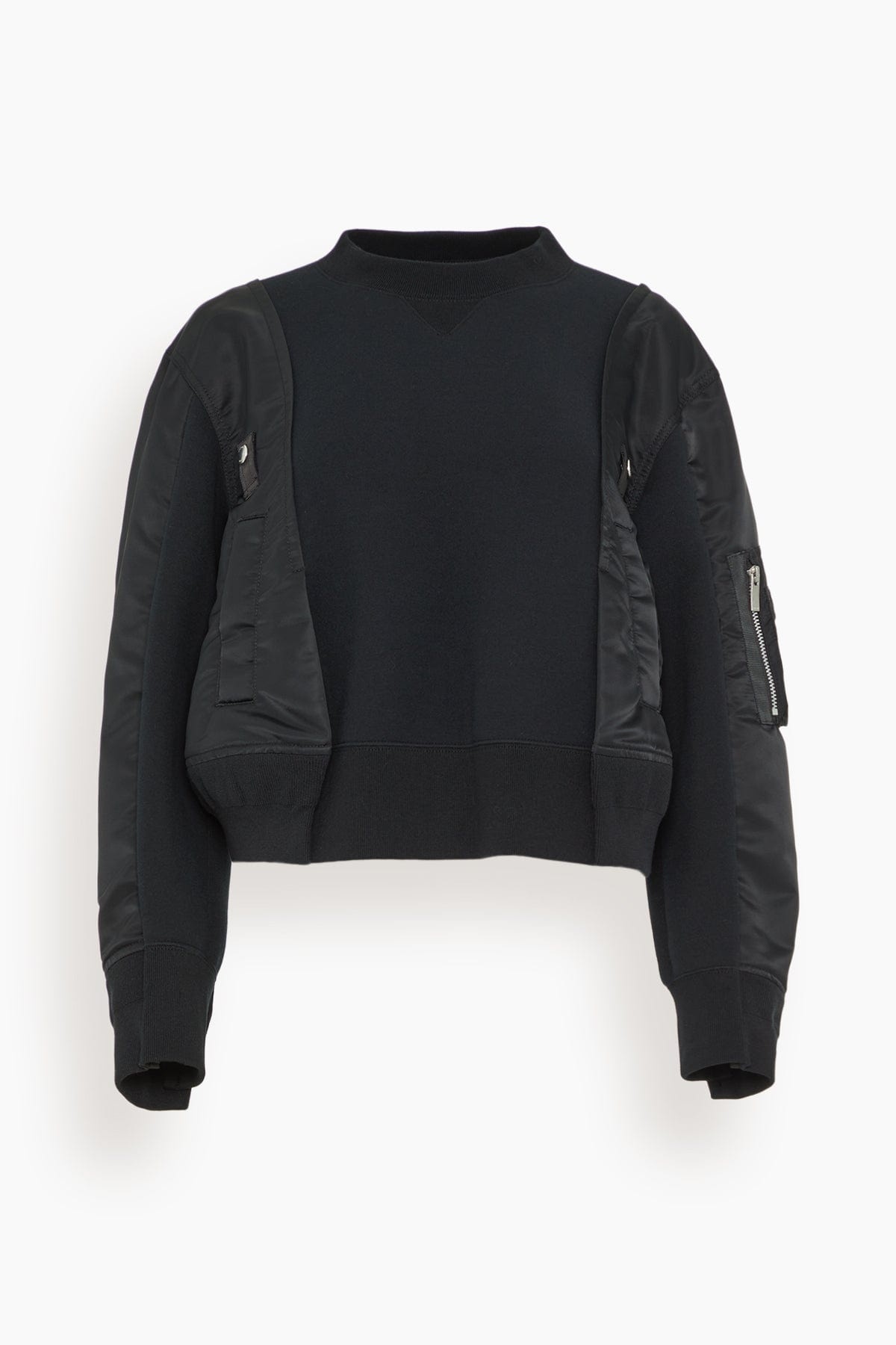 Nylon Twill x Sponge Sweat Pullover in Black - 1