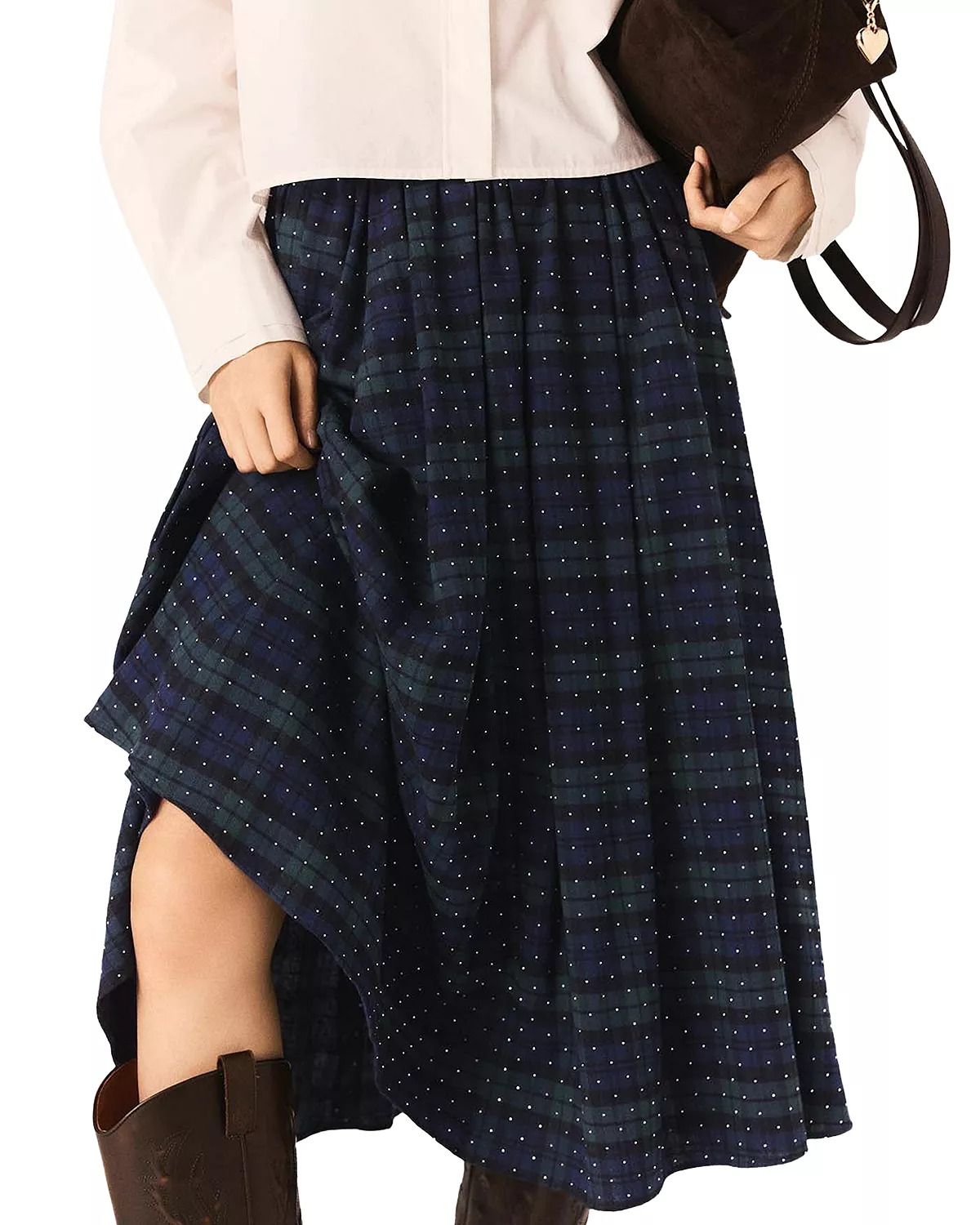 Check Skirt with Rhinestones - 5