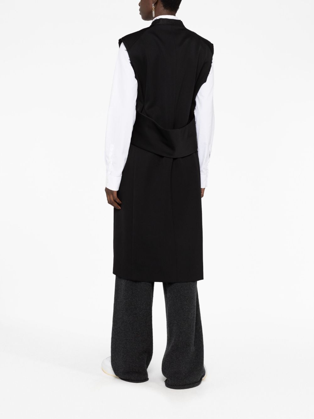 knee-length belted vest - 4