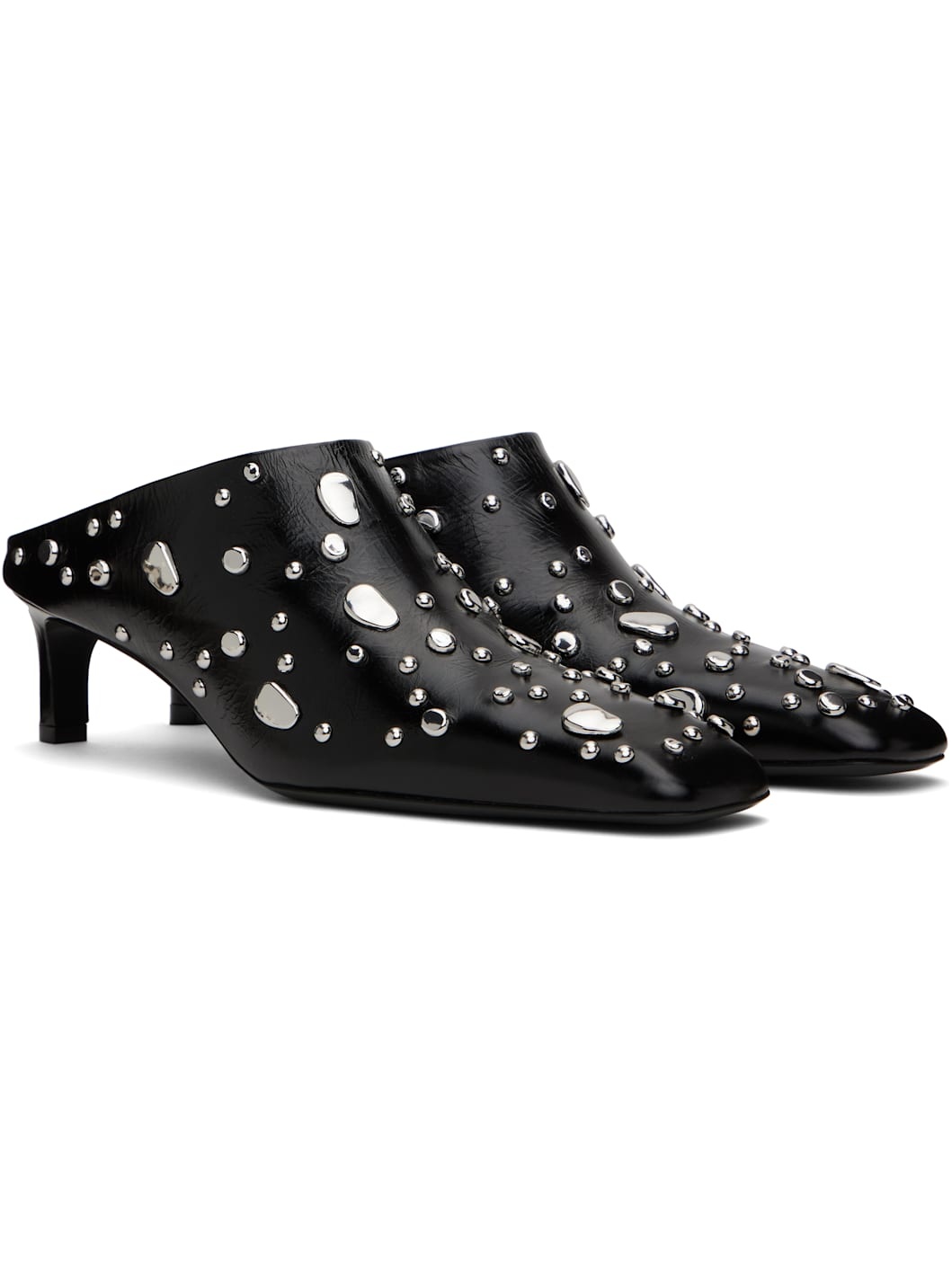 Black Studs Mules - 4