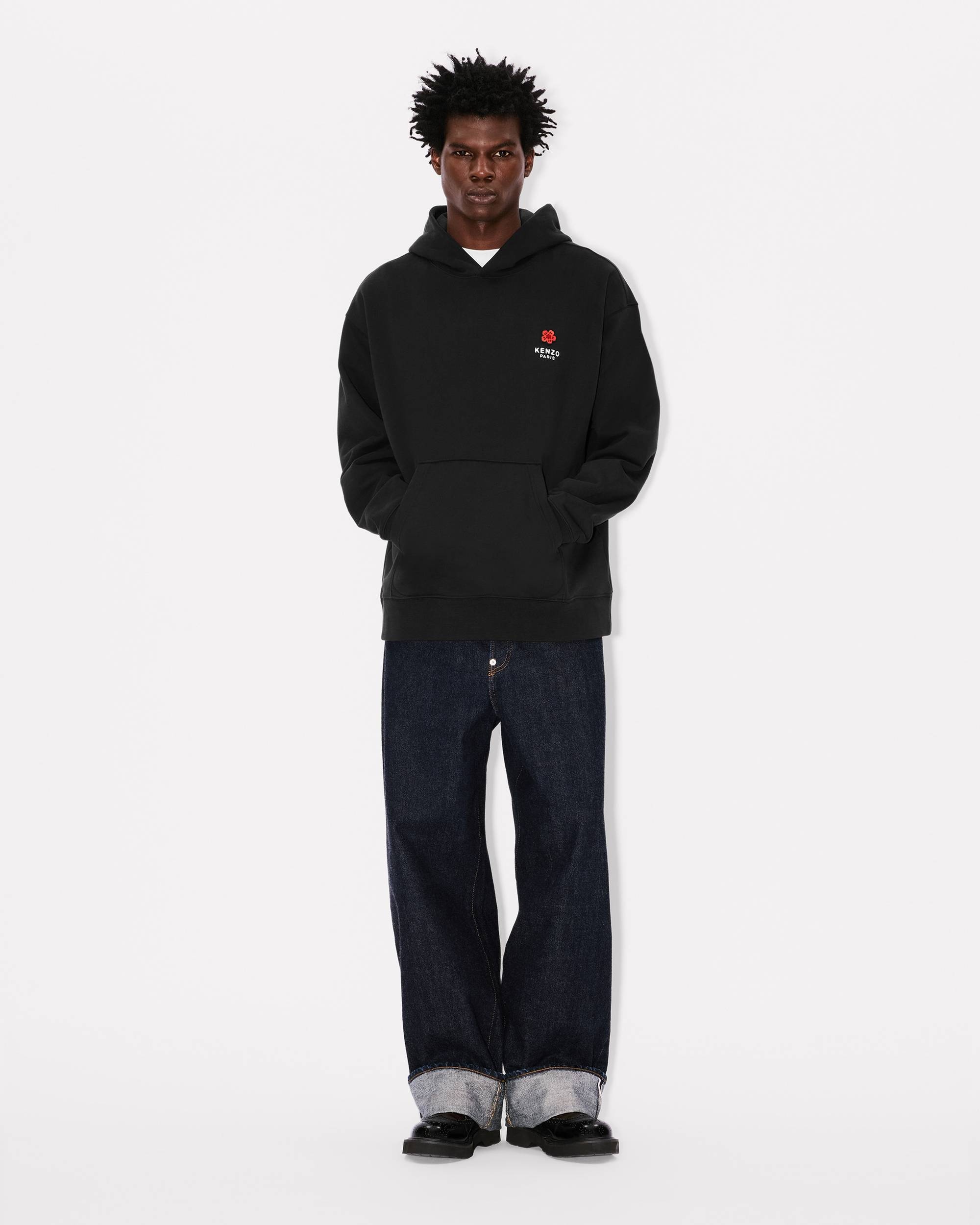 'Boke Flower' embroidered oversized hoodie in cotton - 5