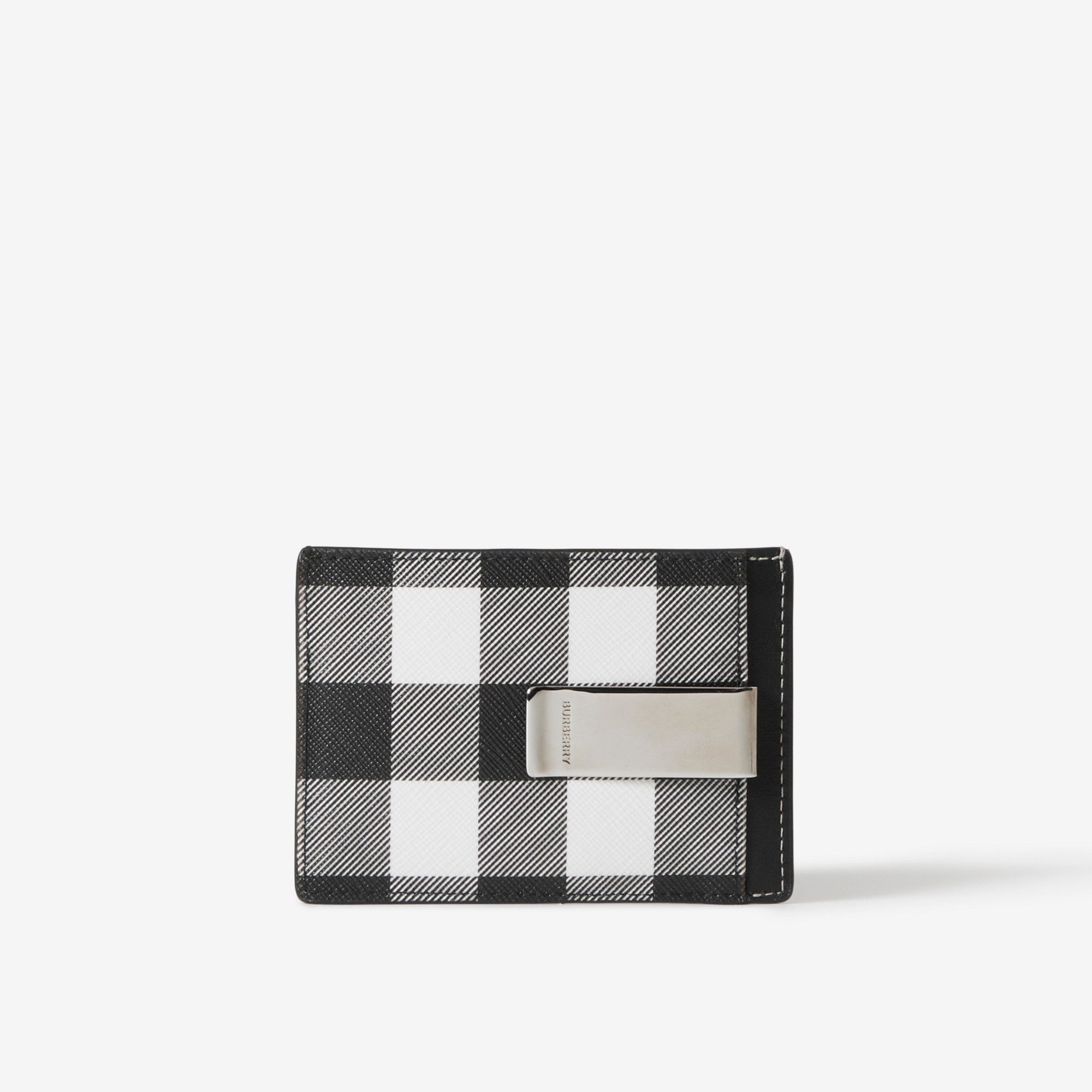 Exaggerated Check Money Clip Card Case - 3