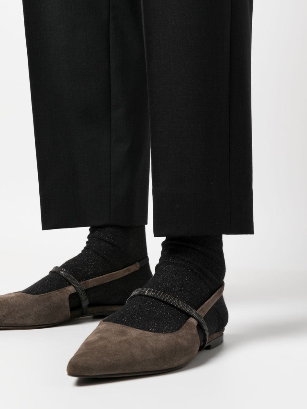 cropped wool-blend trousers - 5