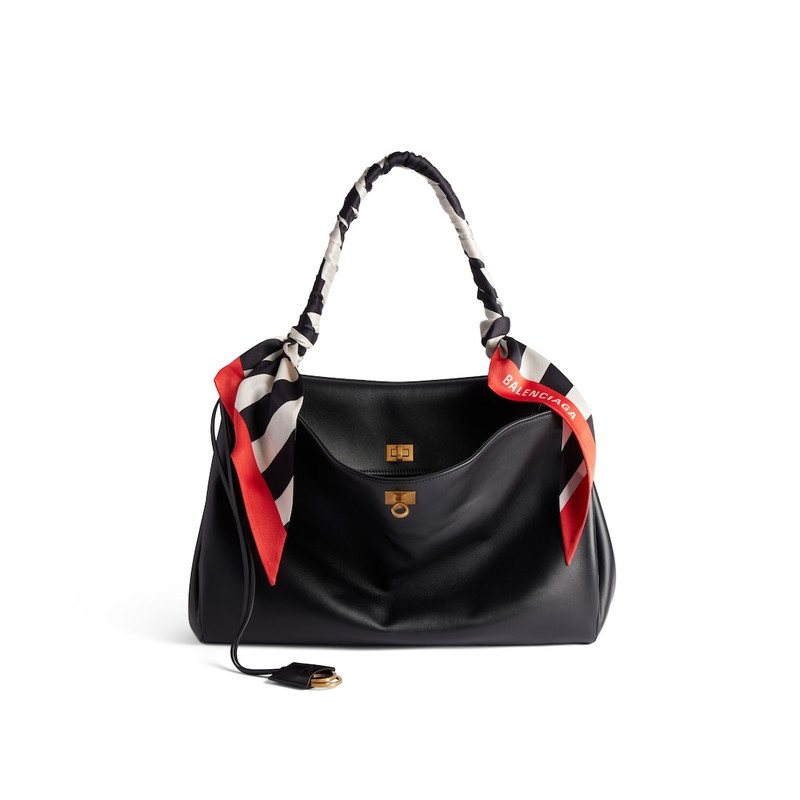 Women's Diagonal Stripes Scarf in Black/beige 3